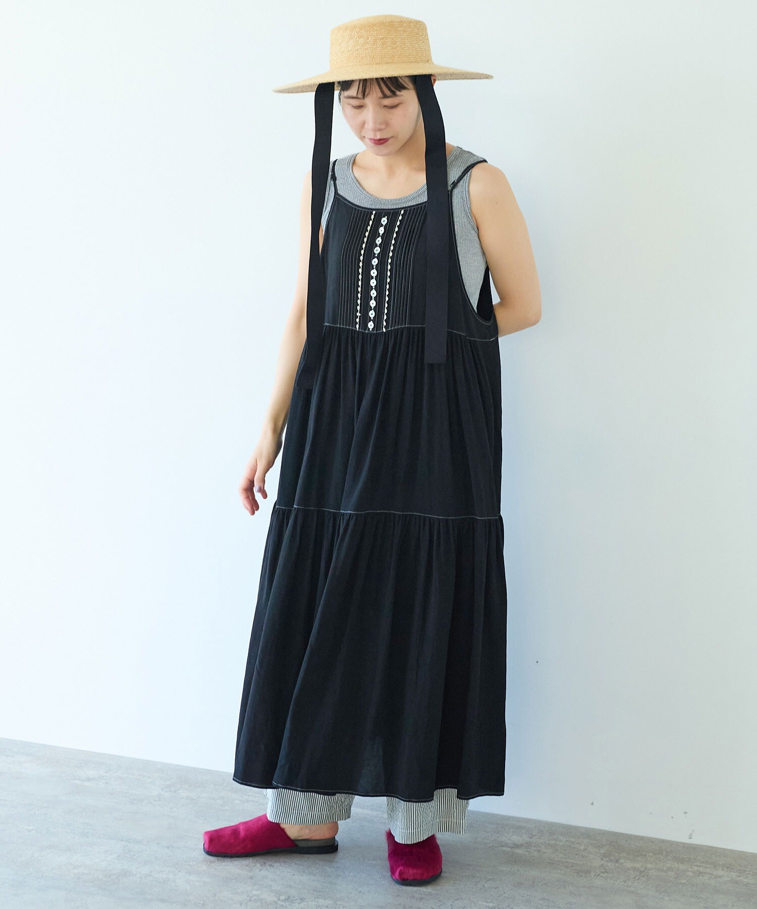 AMBIDEX Store ○ティアードジャンパースカート(F クロ): yuni