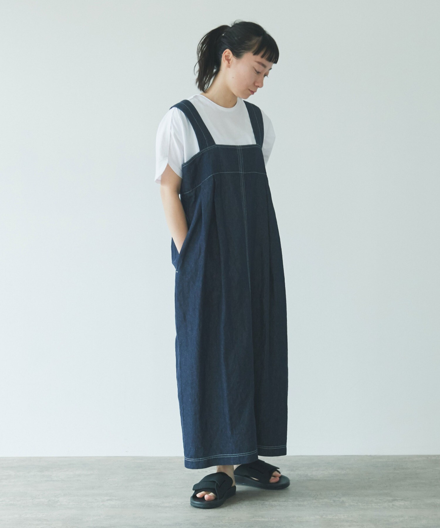 AMBIDEX Store コットン/リネン デニムジャンパースカート(F キナリ): yuni