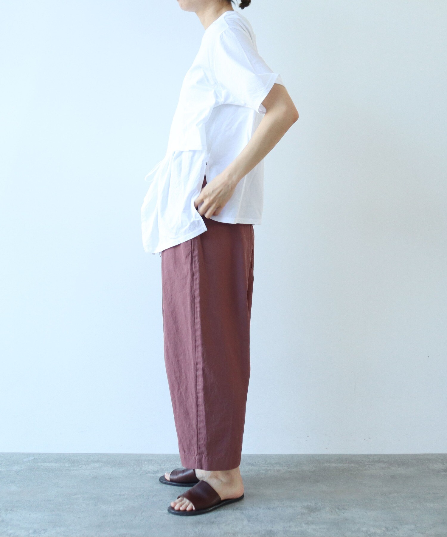 【yuni10周年】ハイツイスト コットン/リネン バックゴムパンツ 楽天市場】yuni高密度コットンリネン バックゴムパンツPT-012-25