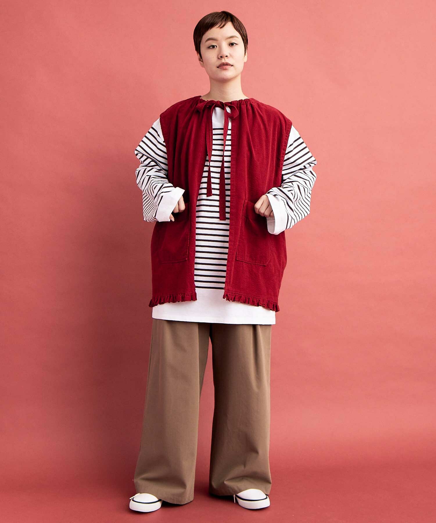 【新品・未使用品】 DO!family 裏毛ブロードベストシャツ AMBIDEX Store △無地・ストライプ・ギンガム W釦シャツ(F クロ