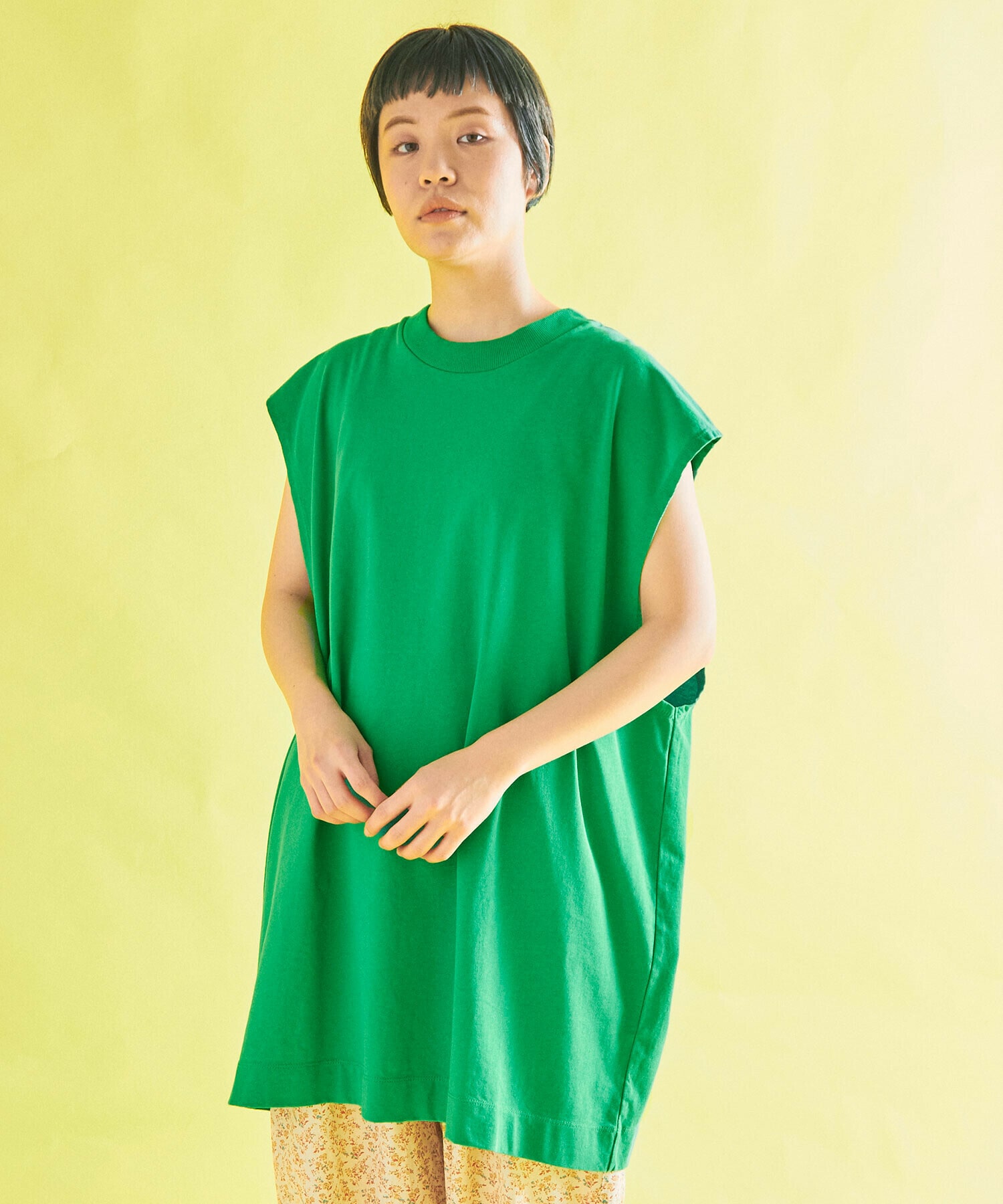 AMBIDEX Store ○VINTAGE TWIST BIG BIB T-シャツ(F GREEN): FLAT-cic