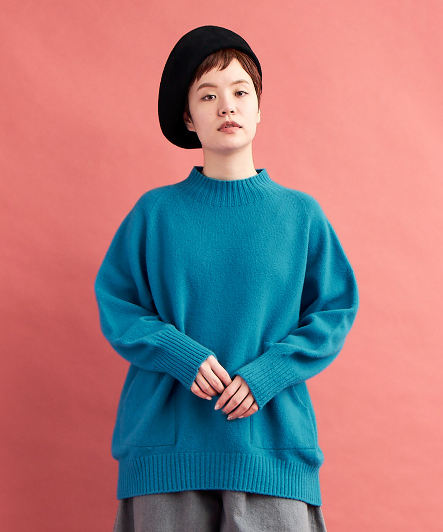 ♡ページ AMBIDEX Store ○ラムウール/カシミア MOCK NECK プルオーバー(F