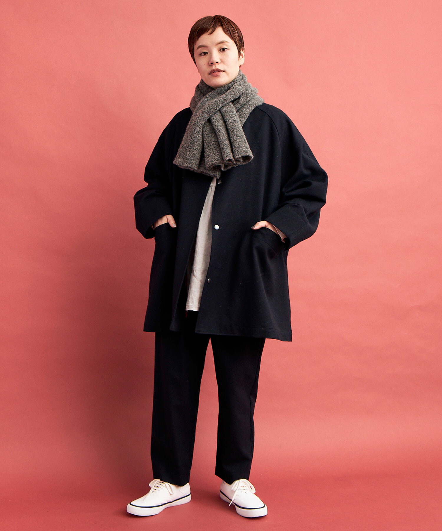 Maricoページ AMBIDEX Store 〇sashiko check ジャケット(F ライトグレーmix): FLAT