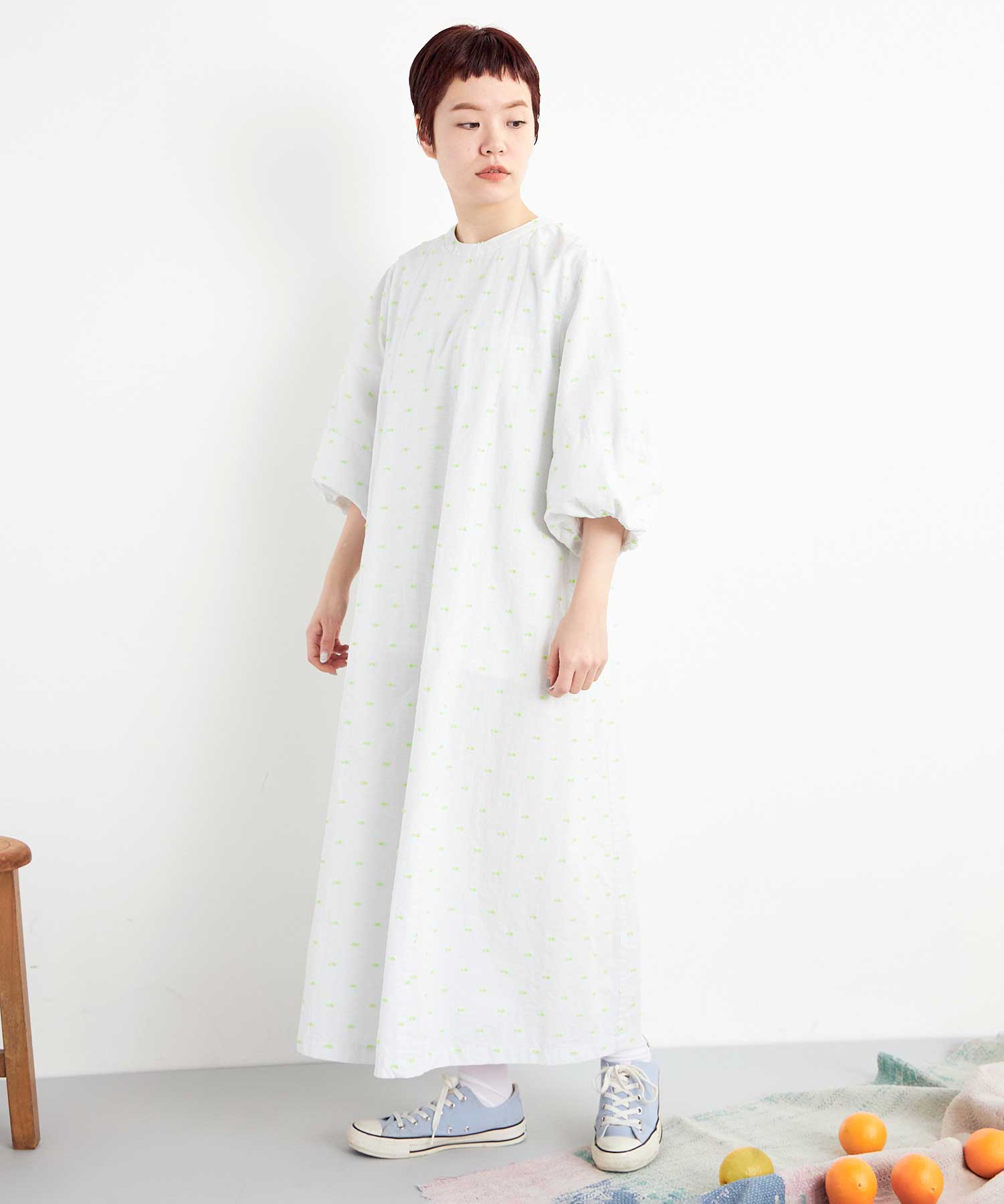 AMBIDEX Store ○CUT DOBBY バルーンドレス(F WHT×YEL): FLAT