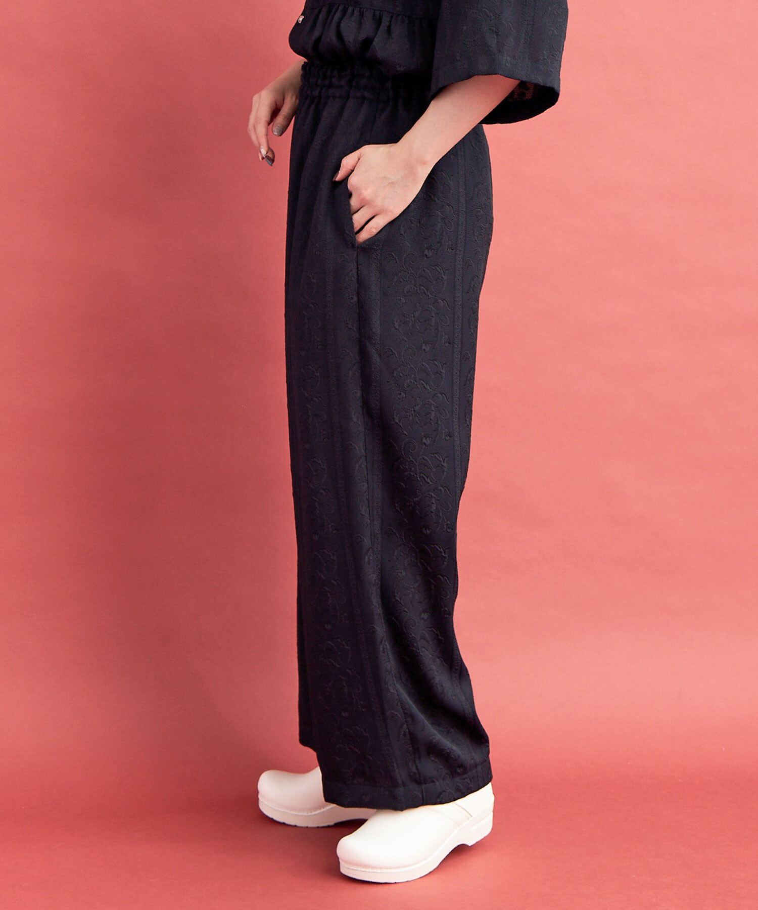 FIL DE FER 中空糸ツイルガチャベルト付ビッグイージーパンツ AMBIDEX Store ○botanical stripe パンツ(F NAVY): FLAT-cic-HATENA