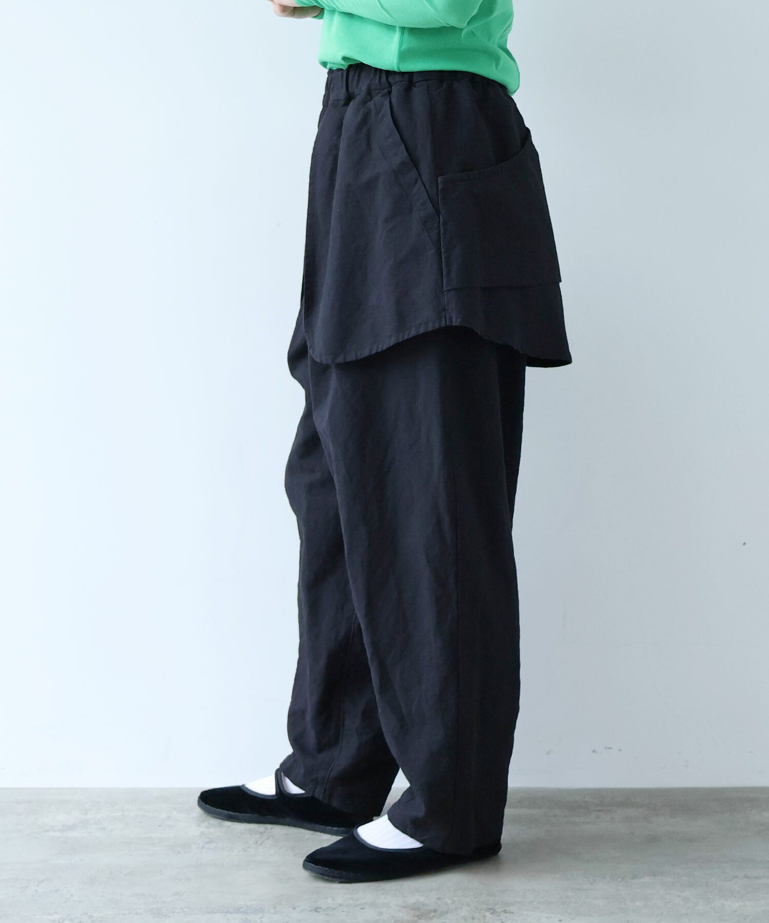 AMBIDEX Store Li/Cクロスワッシャー/CHECK APLON パンツ(F IVORY