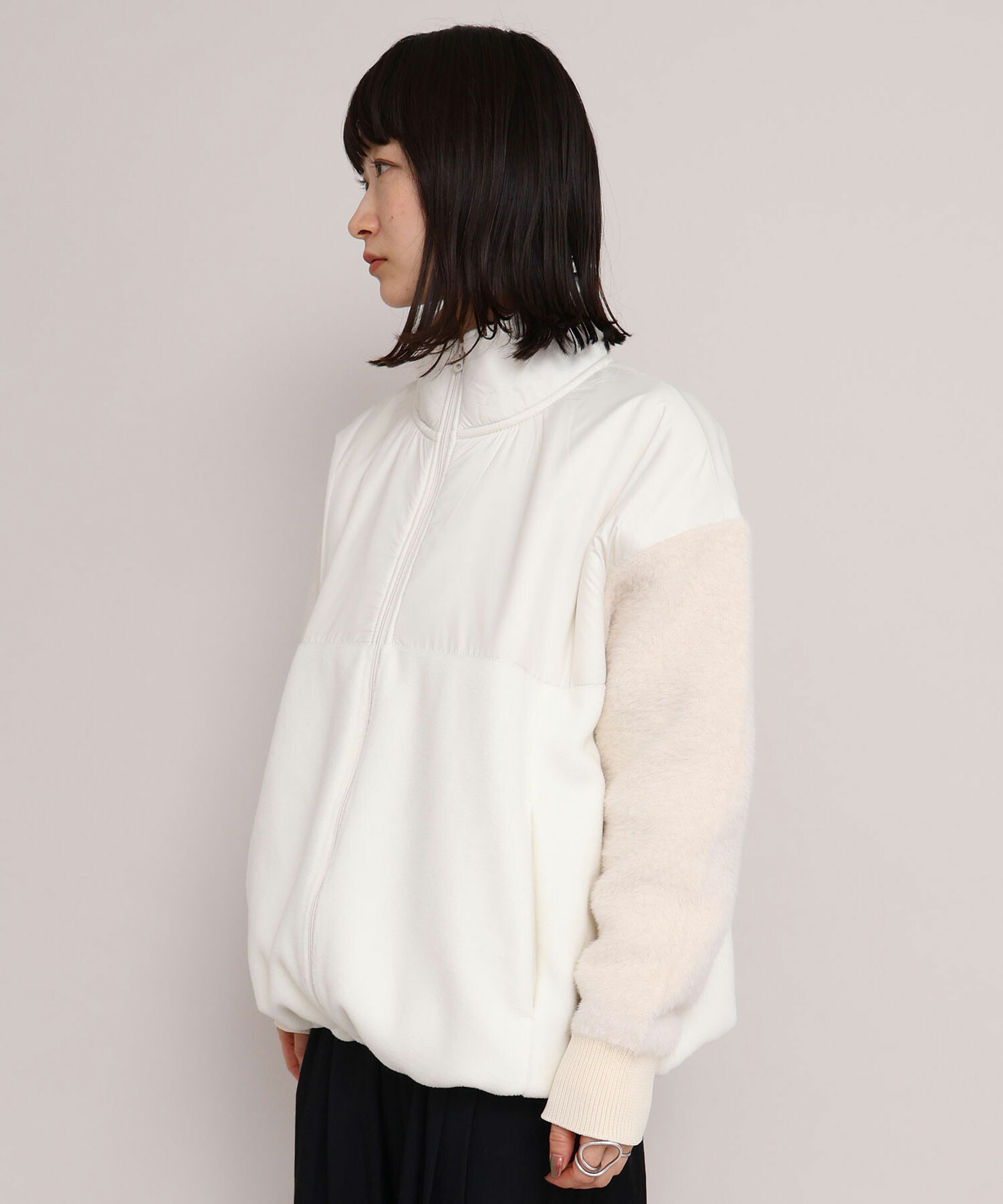 AMBIDEX Store フリースドッキング スタンドカラー ブルゾン(F クロ): iki