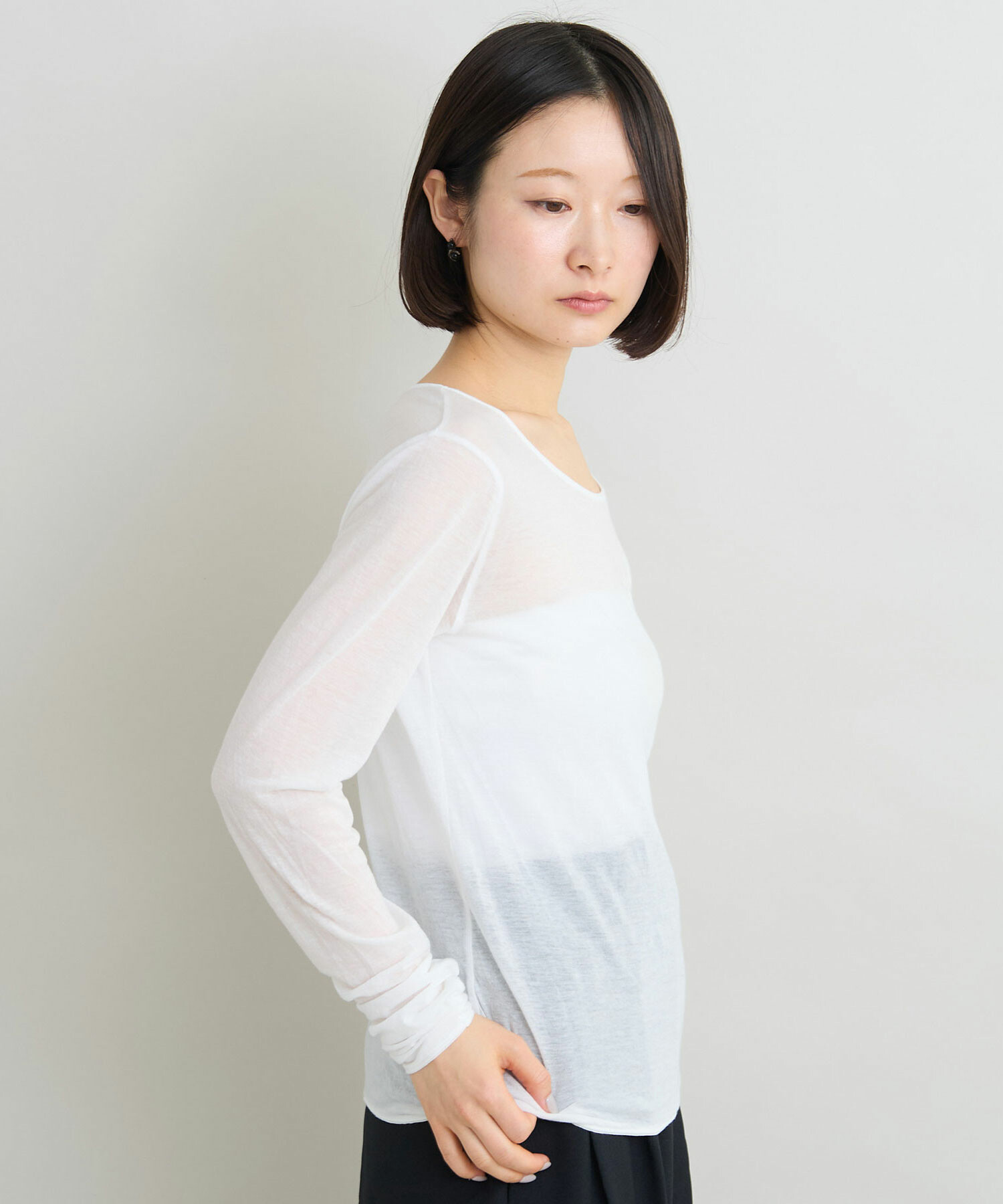 【tan】AURALEE リブトップス　5分袖　ホワイト　ブラック　２枚 3101CT009241S11.jpg