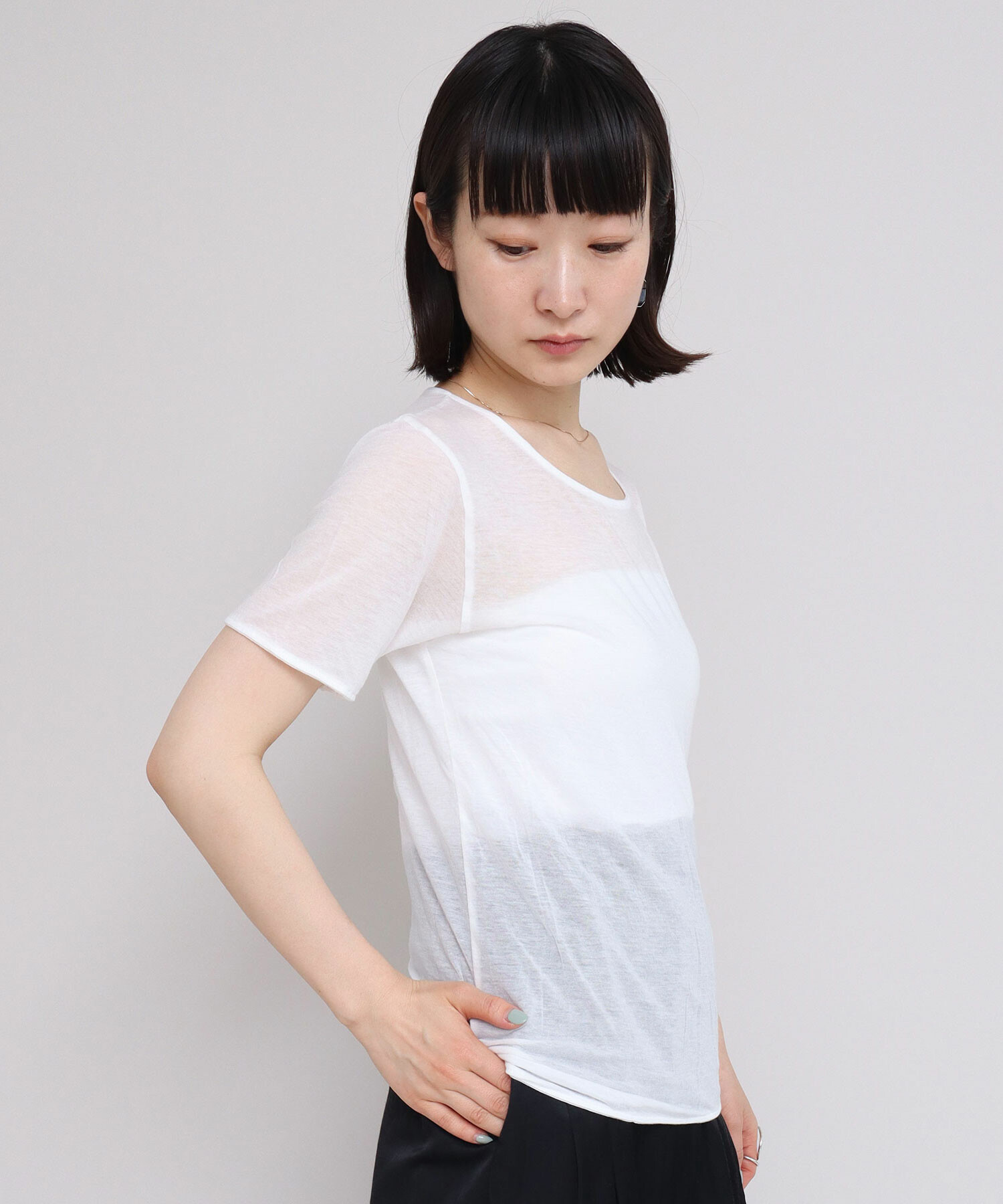 中古】<br>forte forte <br>プルオーバー半袖ブラウス ホワイト