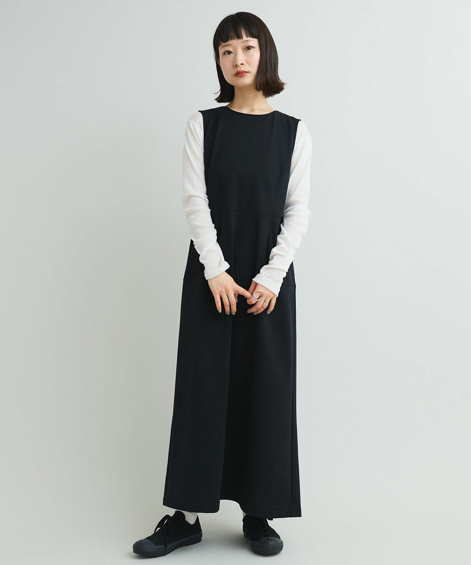 AMBIDEX Store 〇PBT裏毛 ノースリ ワンピース(F クロ): iki