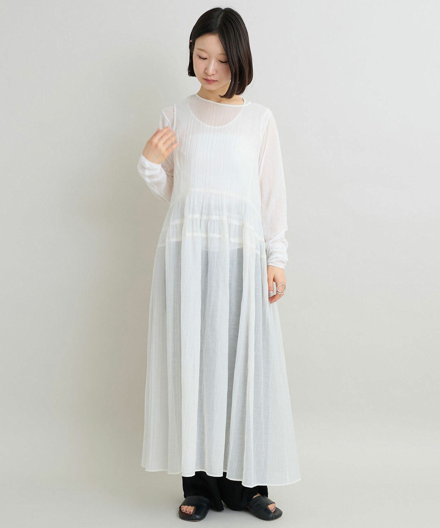 AMBIDEX Store △〇ナイロン綿ローン ティアードワンピース(F