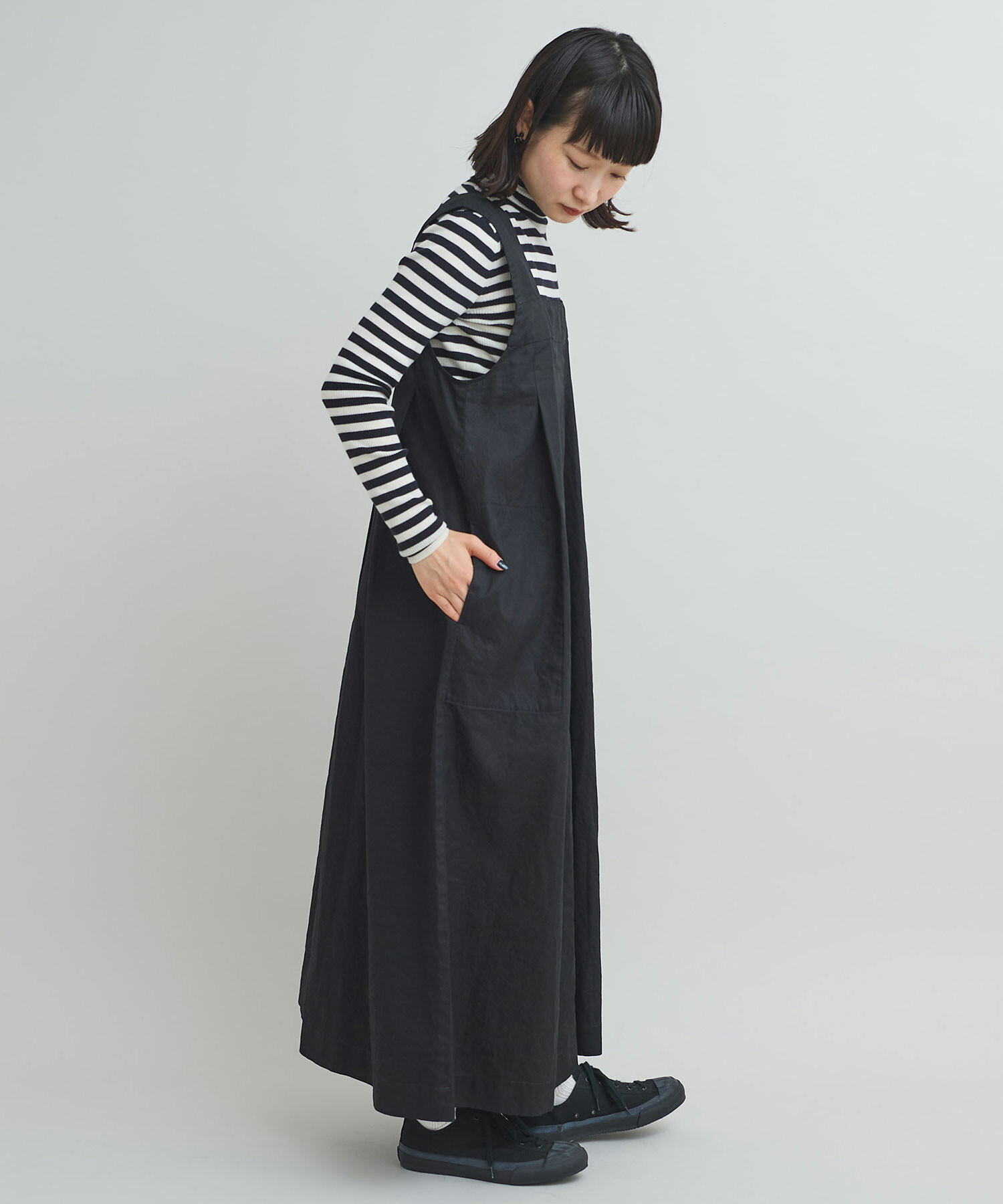 AMBIDEX Store 〇コールドマーセツイル タックワンピース(F クロ): iki