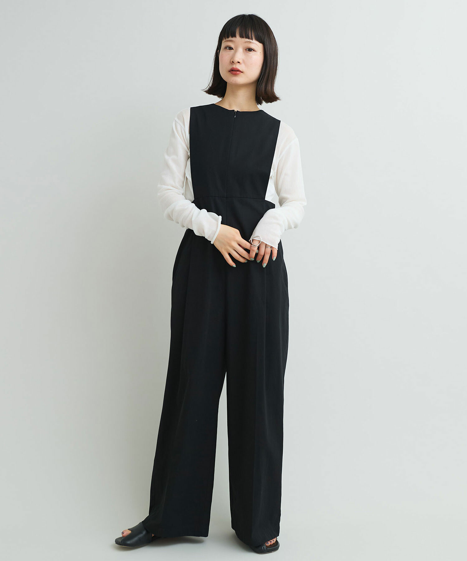 147イチヨンナナ｜前後2wayジップアップオールインワン グレーXSサイズ 147イチヨンナナ｜前後2wayジップアップオールインワン グレーXS