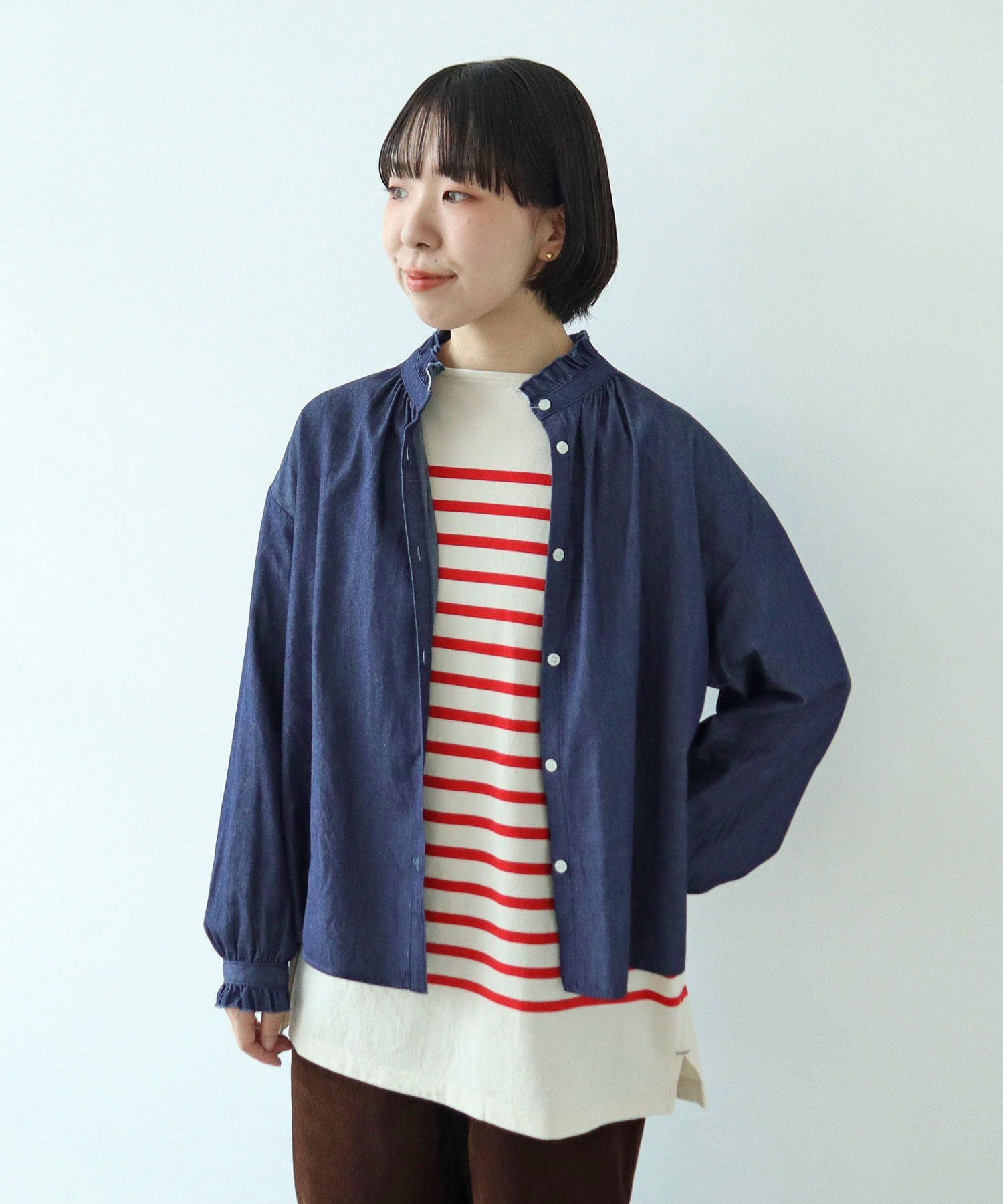 PAR ICI フリルブラウス AMBIDEX Store ○グランジウォッシュ たっぷりフリルオーバー