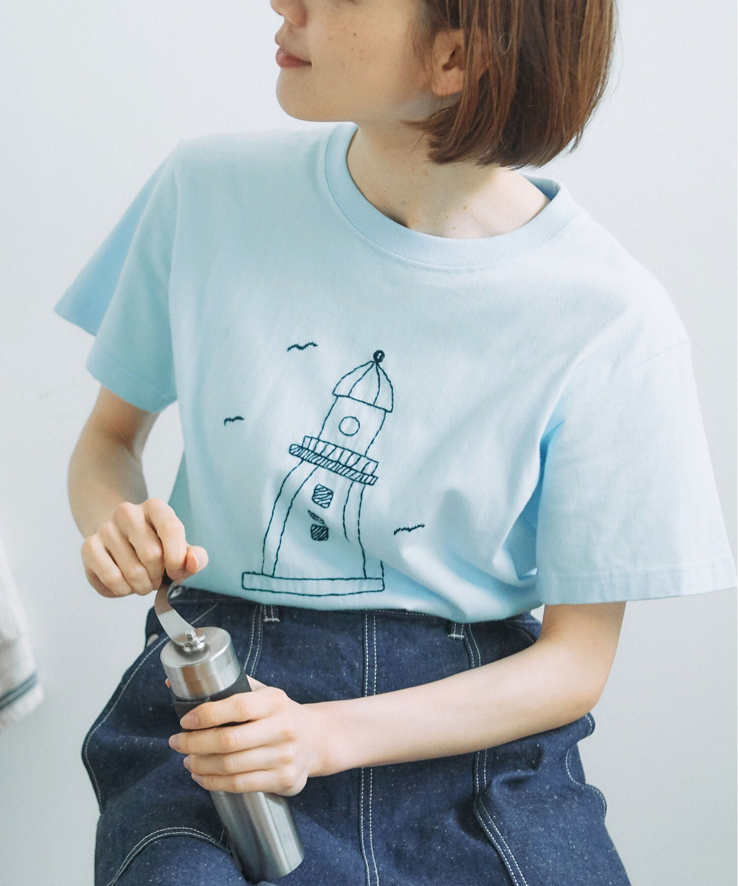 AMBIDEX Store ○灯台刺繍Tシャツ(F シロ): PAR ICI