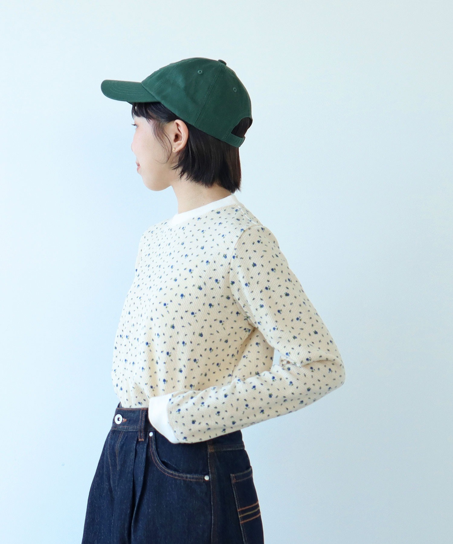 AMBIDEX Store USEDサーマル小花プリント 長袖カットソー(F アカ