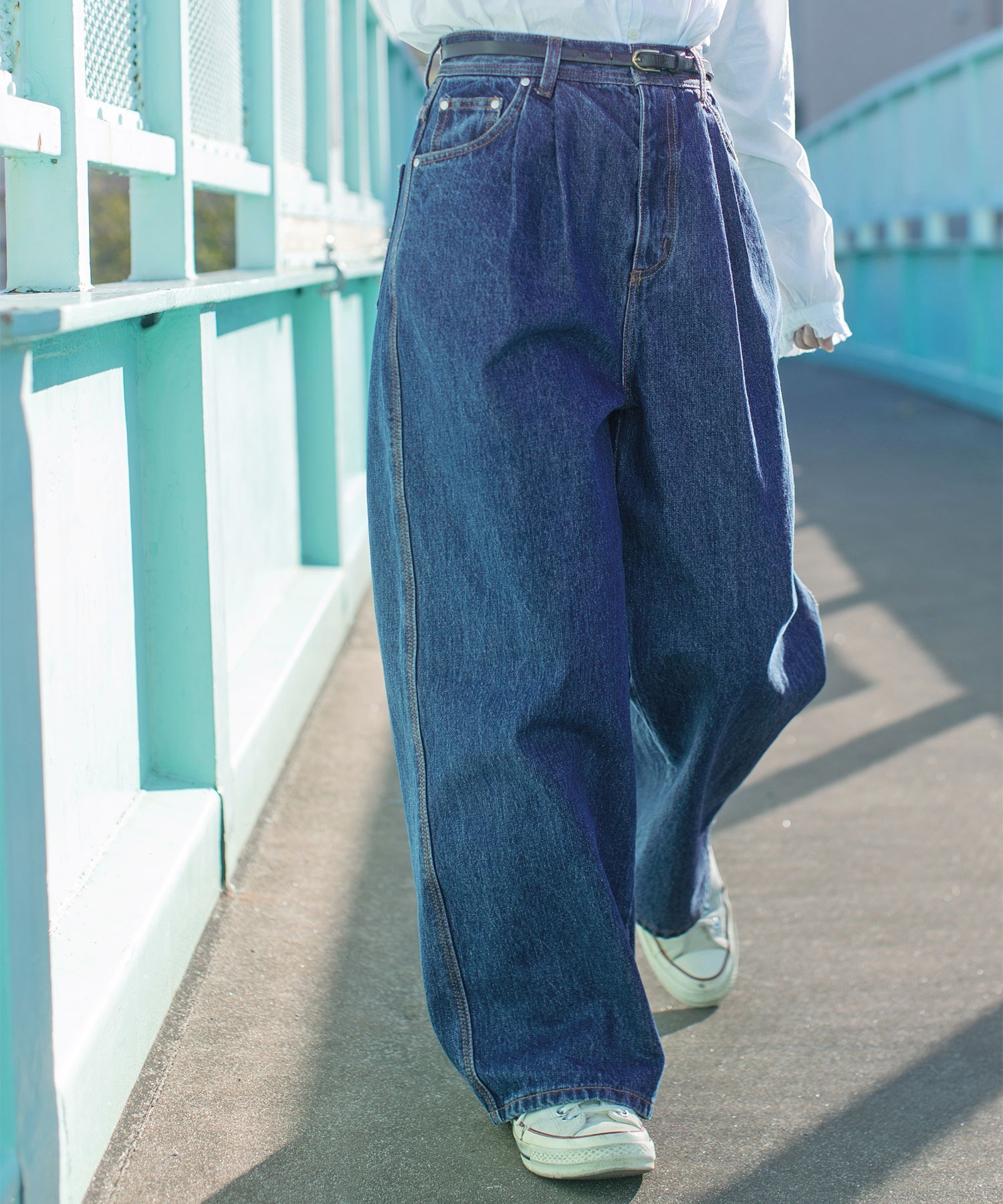 さくページ AMBIDEX Store 13OZデニム ワイドタックパンツ(M サックス): PAR ICI