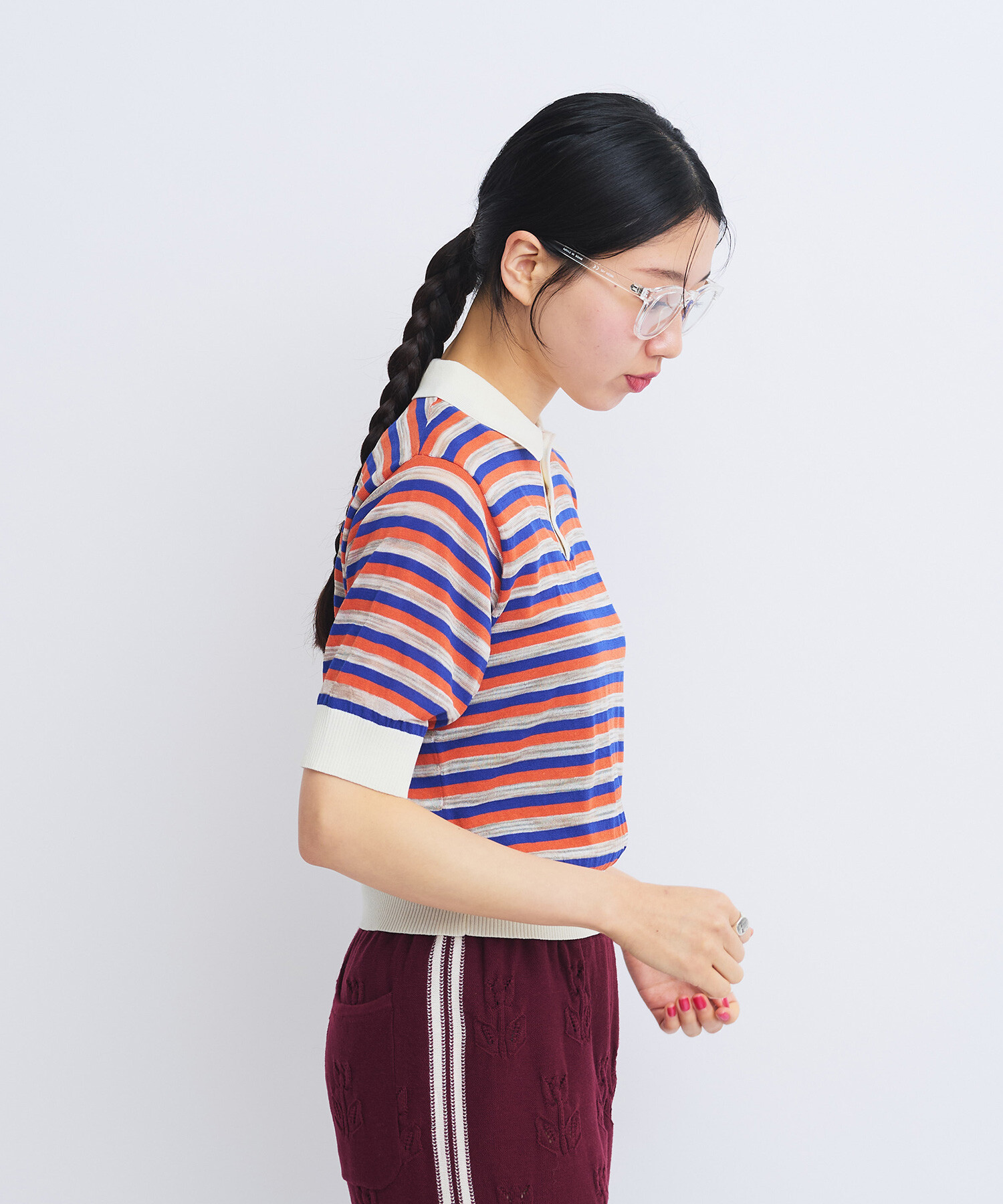 AMBIDEX Store 〇KASURI BORDER BABY ポロ(F BROWN): FLAT-cic