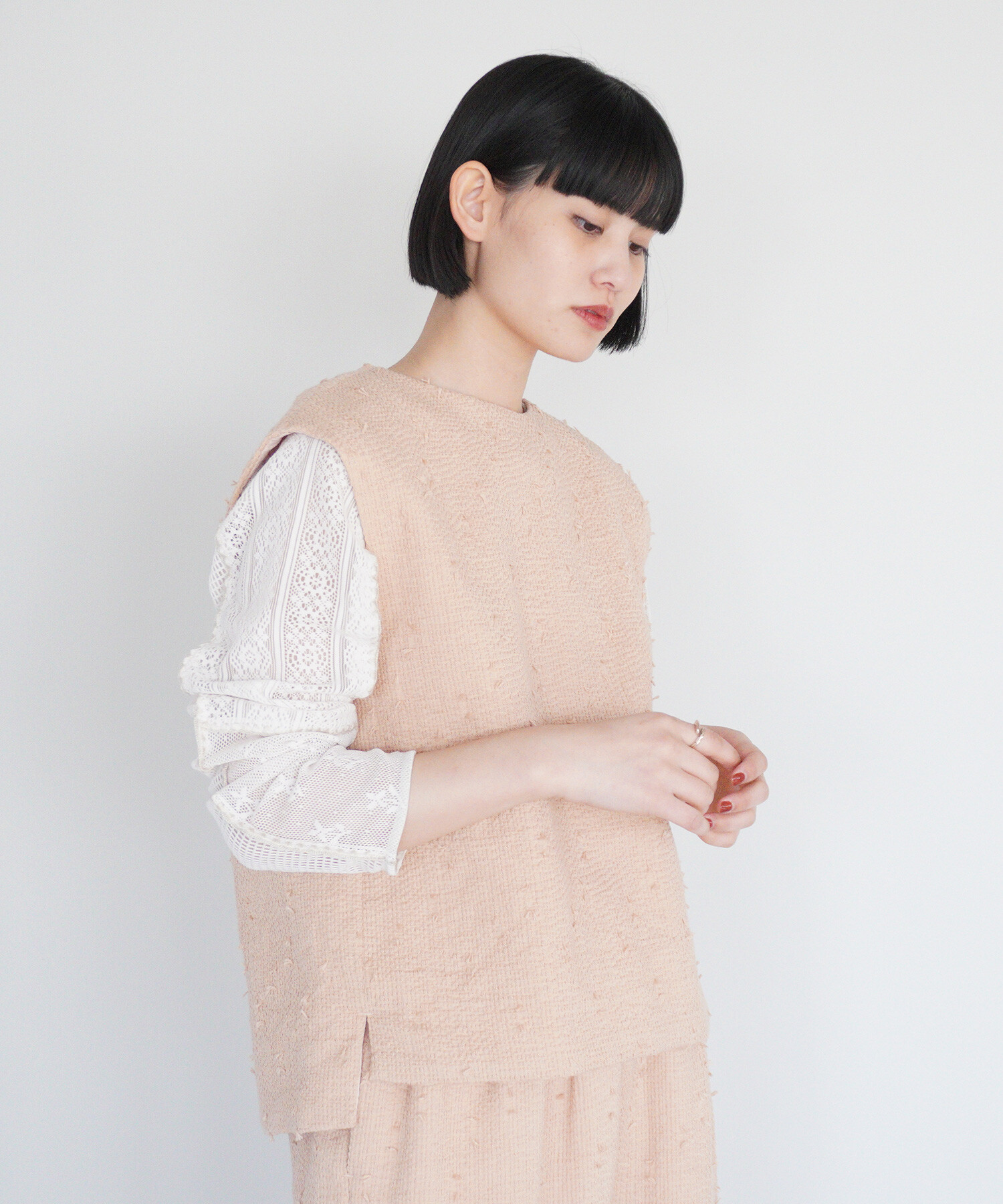AMBIDEX Store 〇sashiko jacquard ベスト(F チャコールグレー