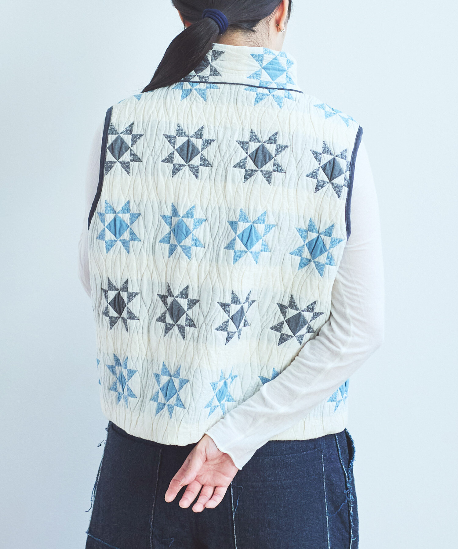 sea new york キルティング幾何学模様 ベスト ブラック/ホワイト 4/11