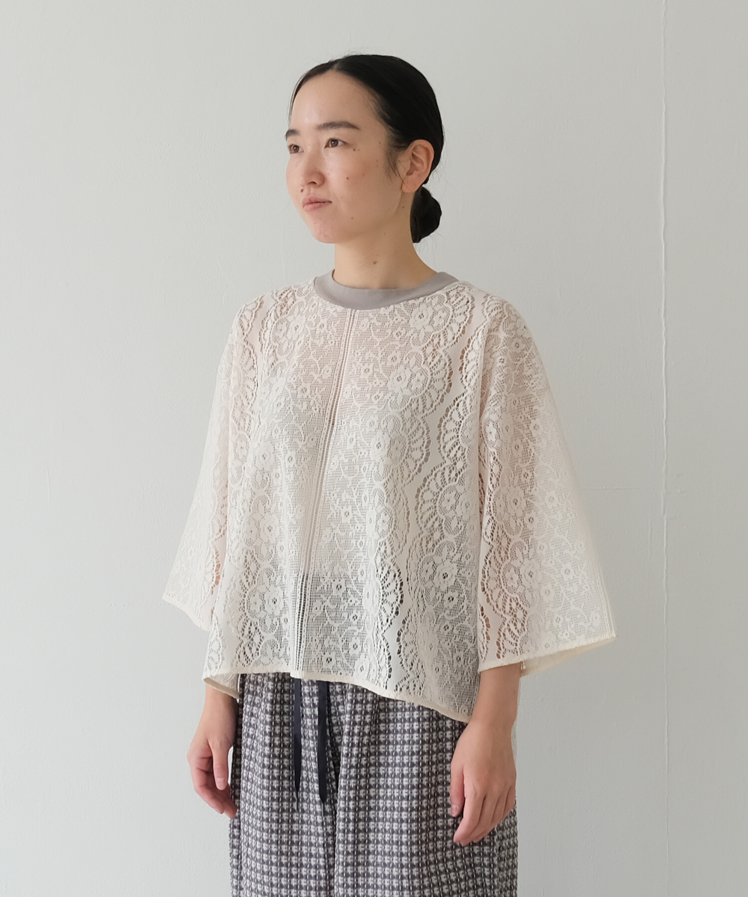 AMBIDEX Store 〇nostalgic lace short sleeve プルオーバー(F キナリ): FLAT-cic-HATENA