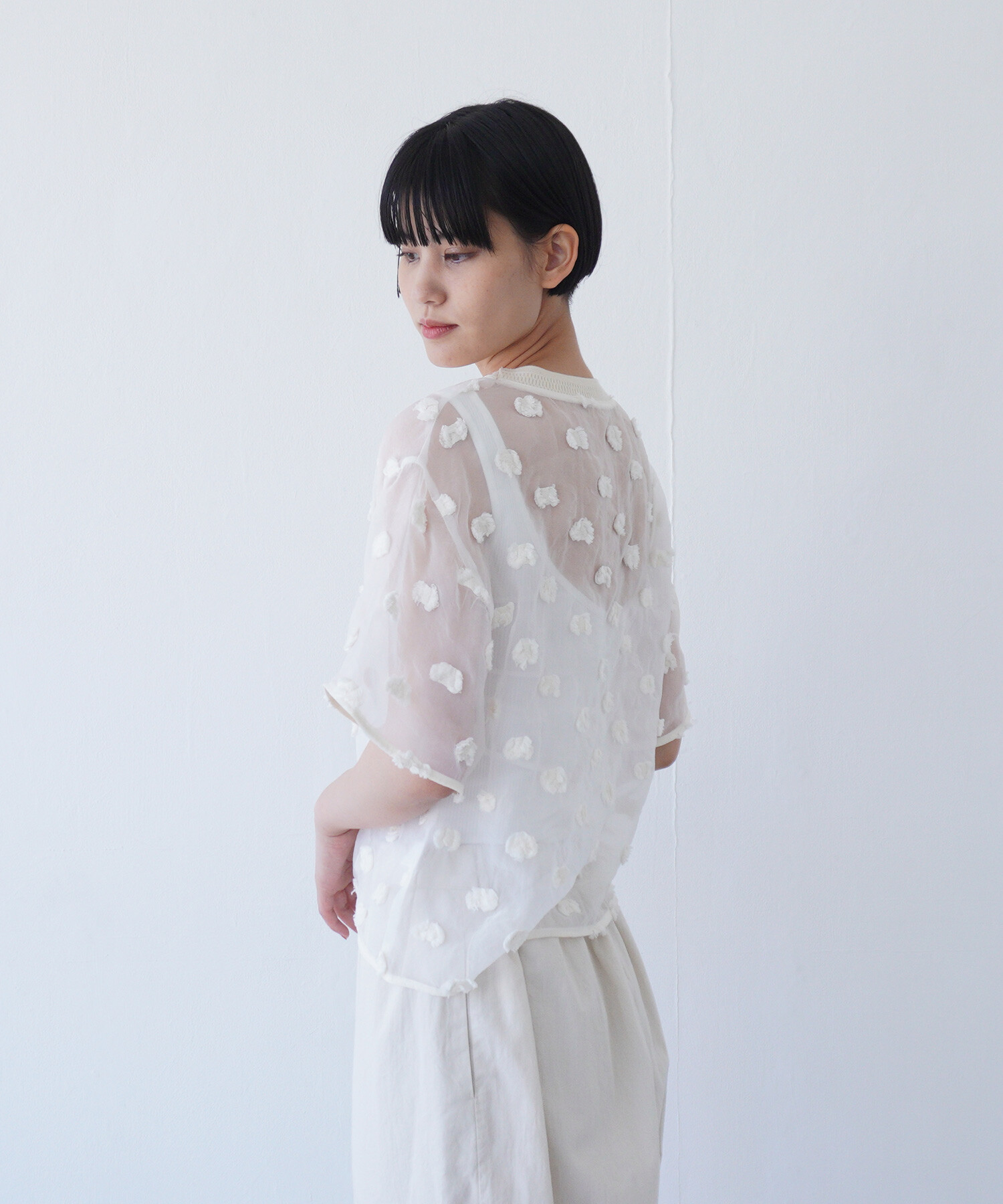 AMBIDEX Store 【予約販売】〇氷dot jacquard ブラウス(F クロ AMBIDEX Store 【予約販売】〇氷dot jacquard ブラウス(F クロ