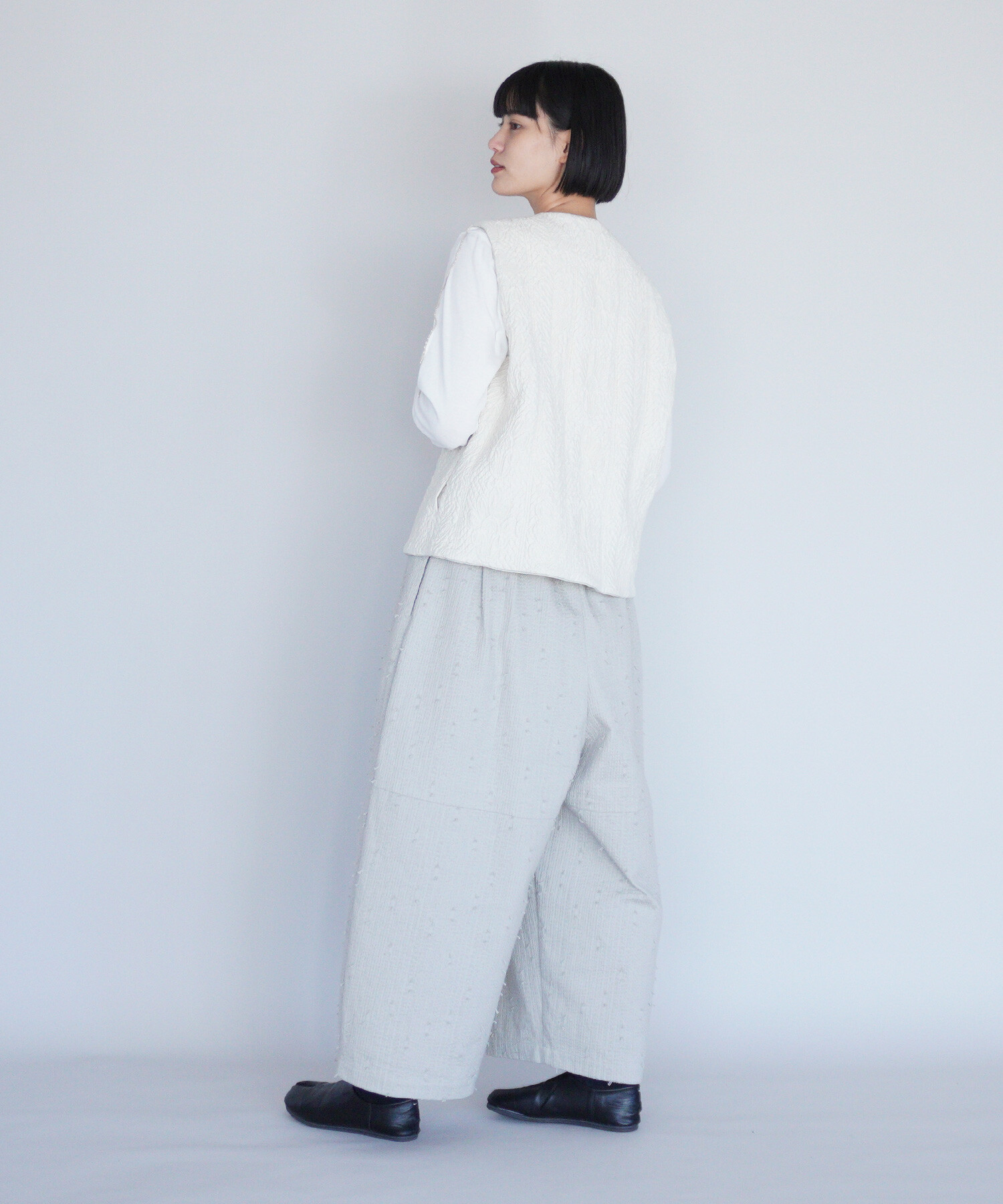 PUFFY STOF コラボ パンツ Pla24awcol3-2_Dirty beige | x SYU.Man illustrator pants