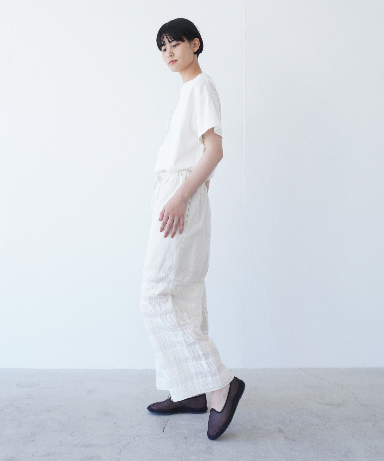 AMBIDEX Store △〇pintuck jacquard ギャザーパンツ(F キナリ