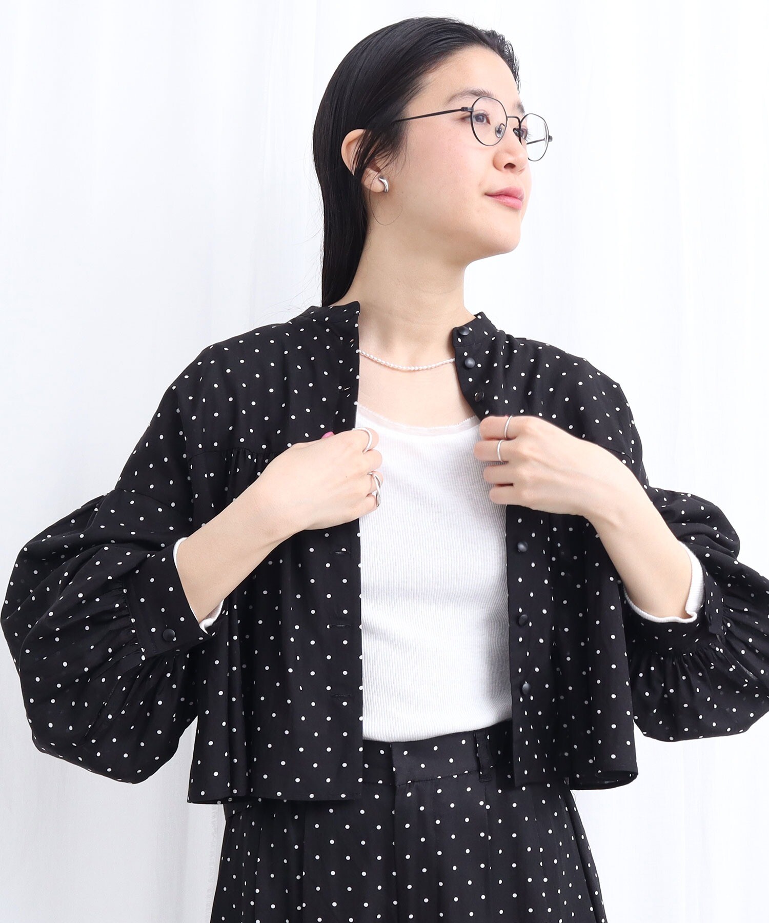 AMBIDEX Store 〇CottonCupra lawn short blouse (F クロ): l'atelier