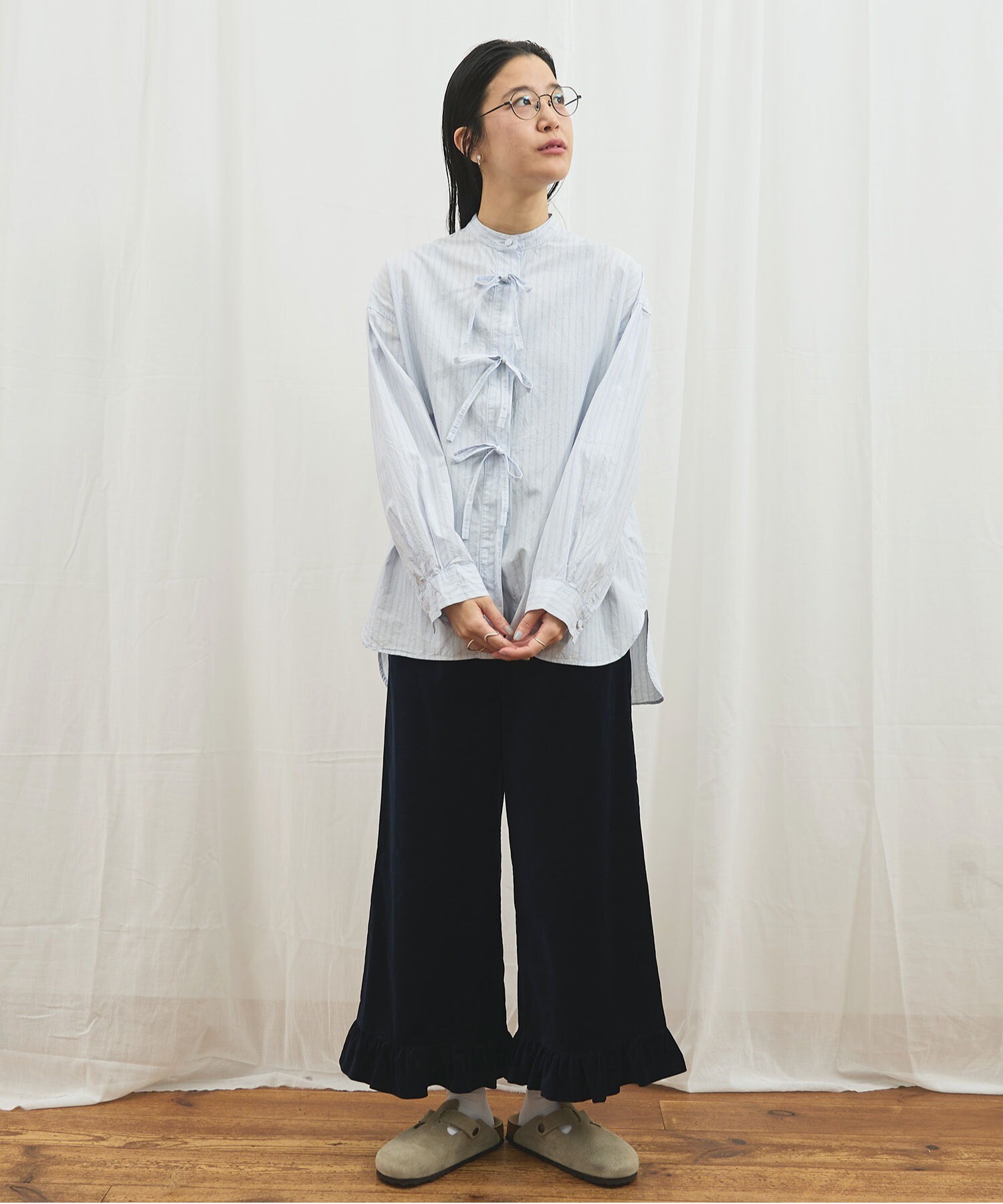 AMBIDEX Store ribbon long shirt(F ピンク): l'atelier du savon