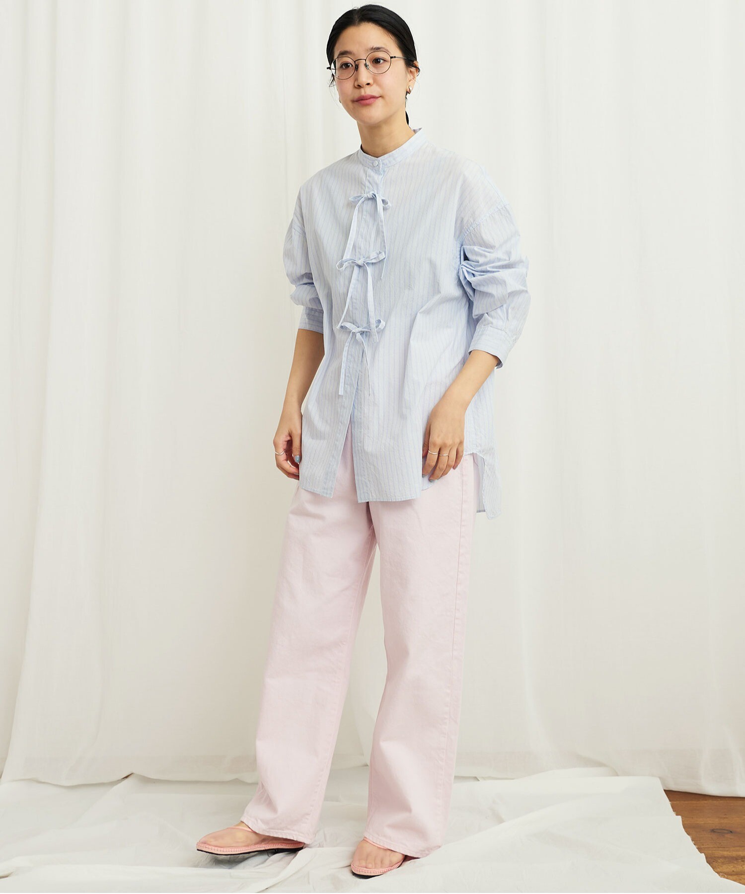 AMBIDEX Store 〇ribbon long shirt(F ストライプ): l'atelier