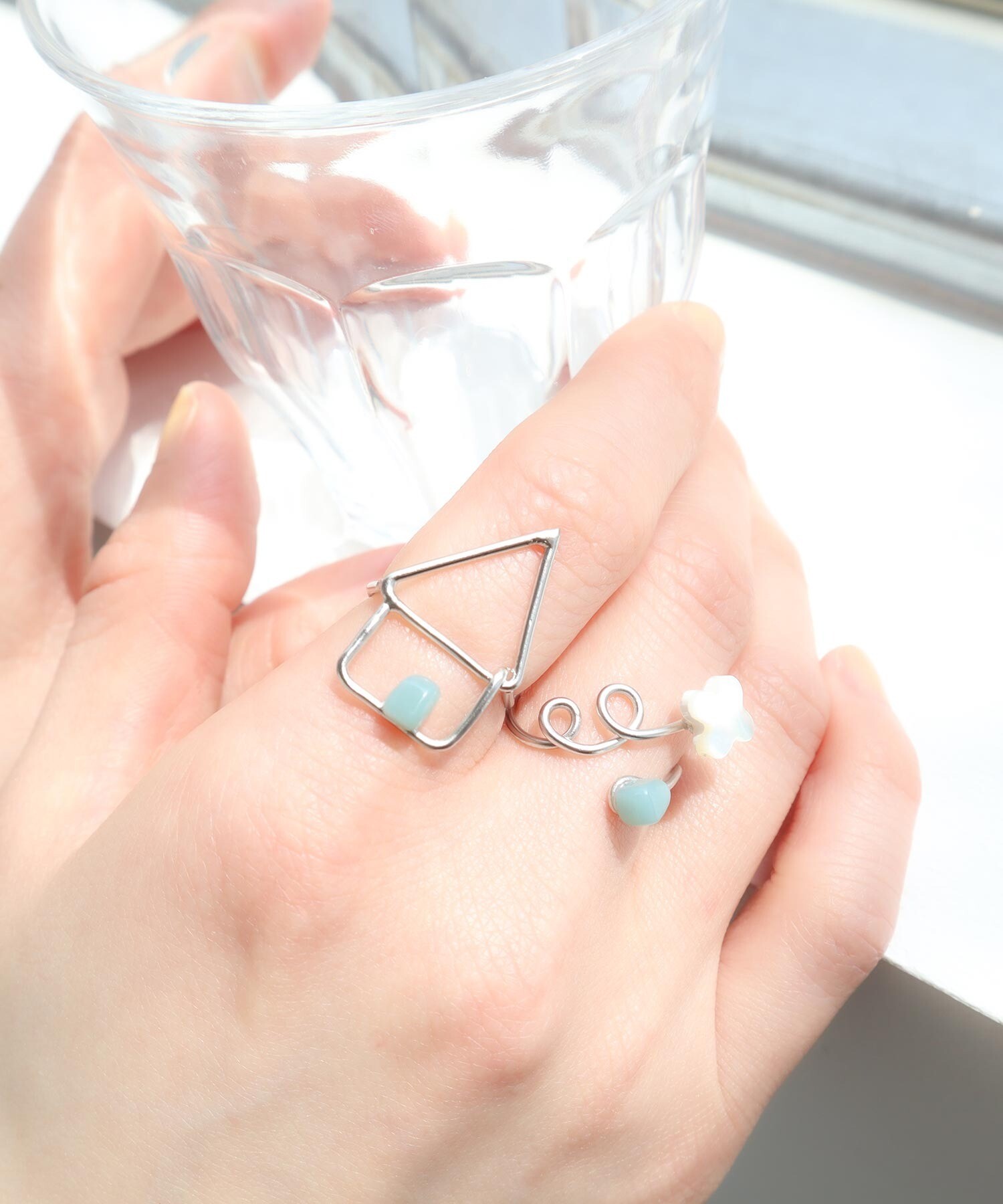 AMBIDEX Store 〇くるくるまきつくお花リング (F シルバー): l