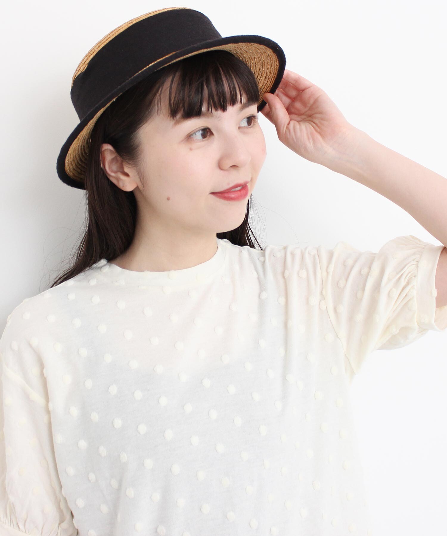 AMBIDEX Store 〇コットン / ベロアドット Tシャツ(F クロ): l'atelier du savon