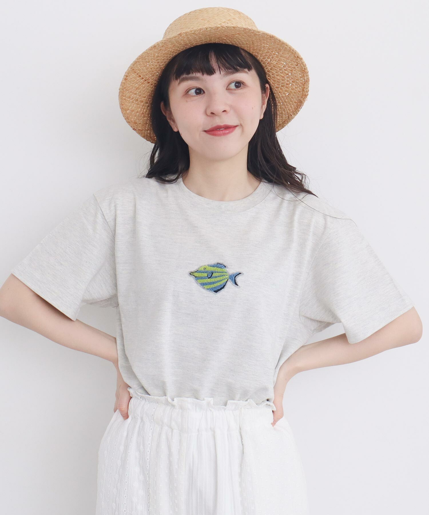 AMBIDEX Store 〇海の生物刺繍 Tシャツ(F グレー): l'atelier du savon