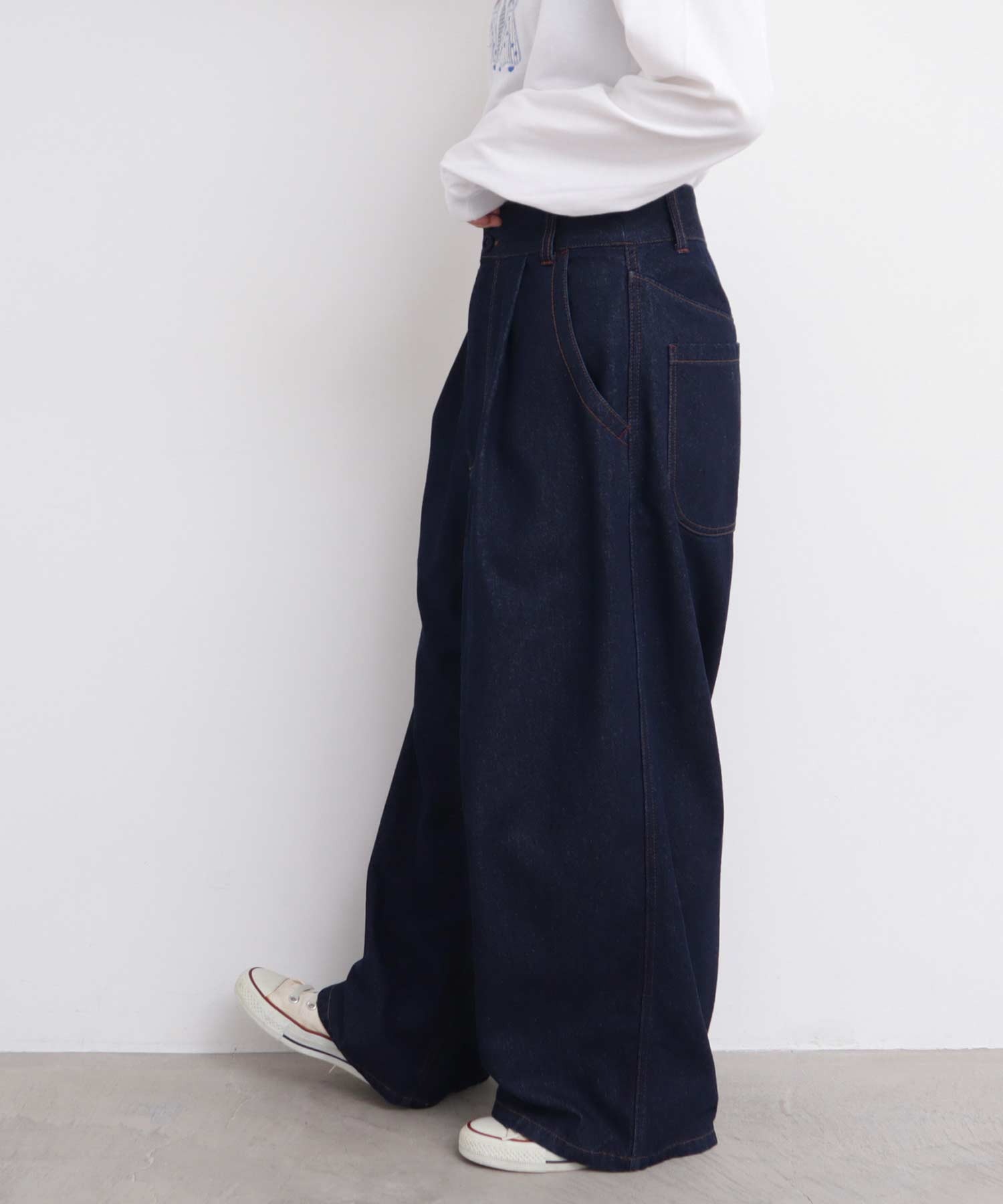 AMBIDEX Store ○ちょいまるデニムパンツ(F サックス): l