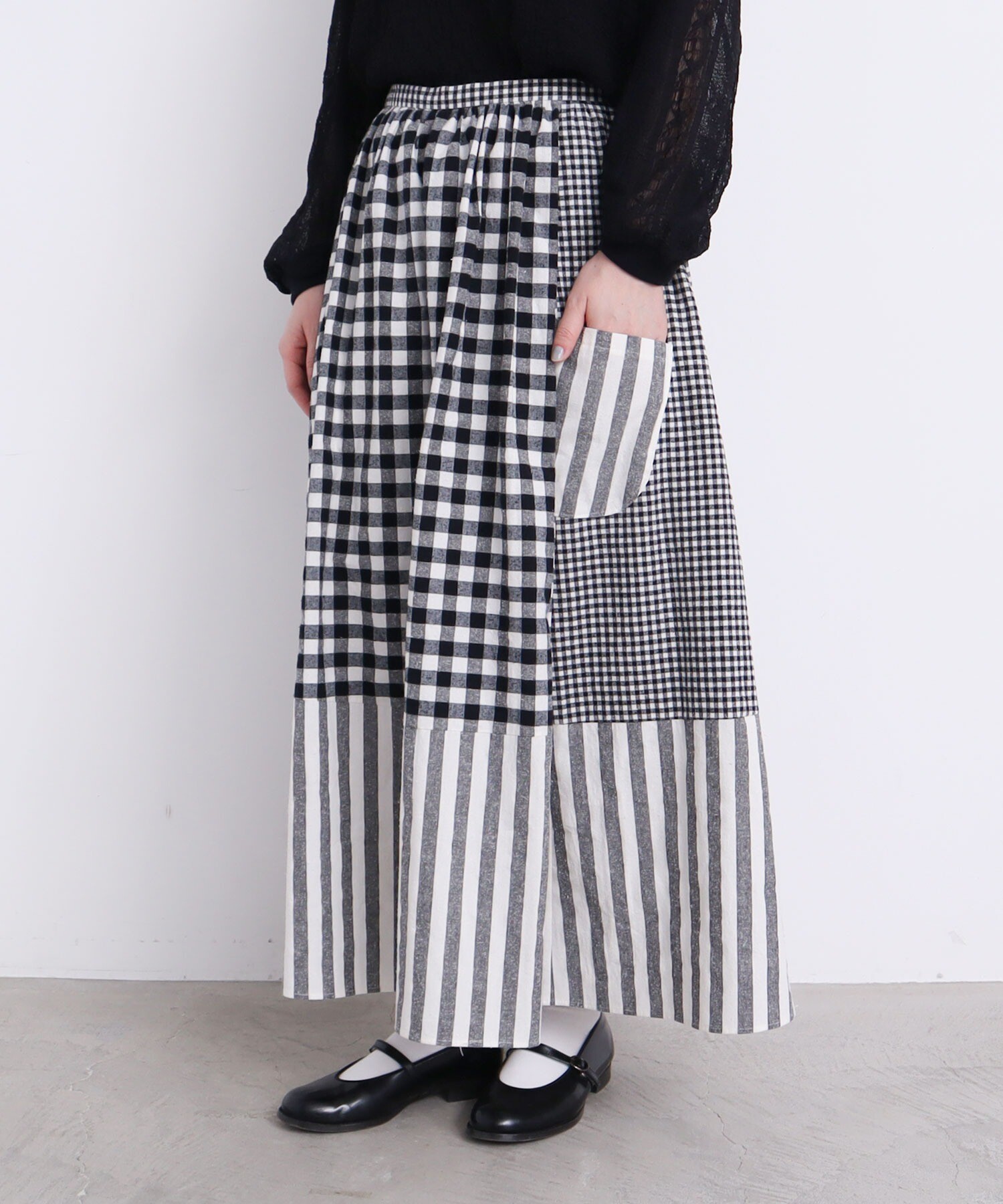 AMBIDEX Store 【予約販売】○コットン/シルク パッチワーク スカート 