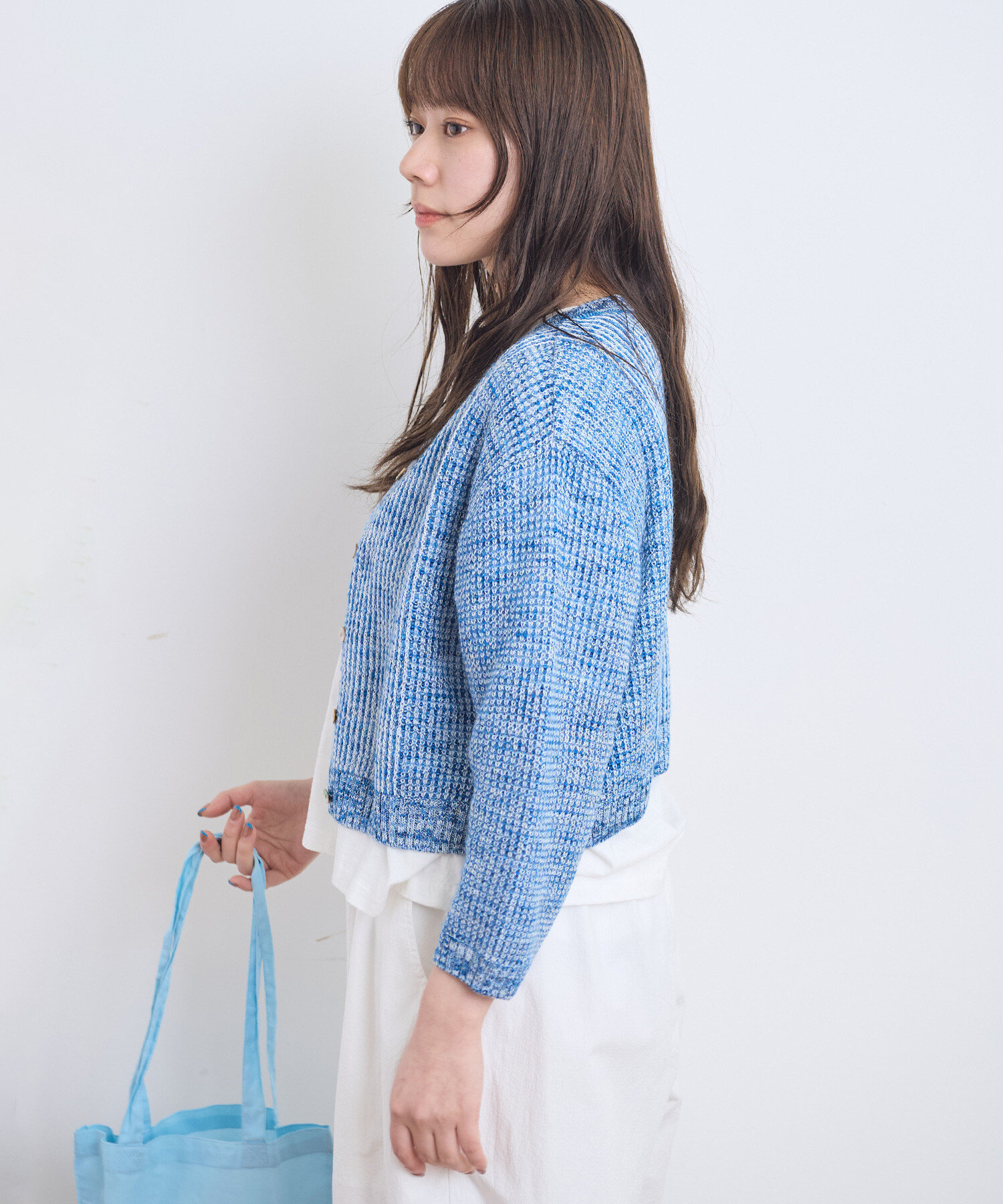 AMBIDEX Store 〇カノコタック編み 2wayショートカーディガン(F