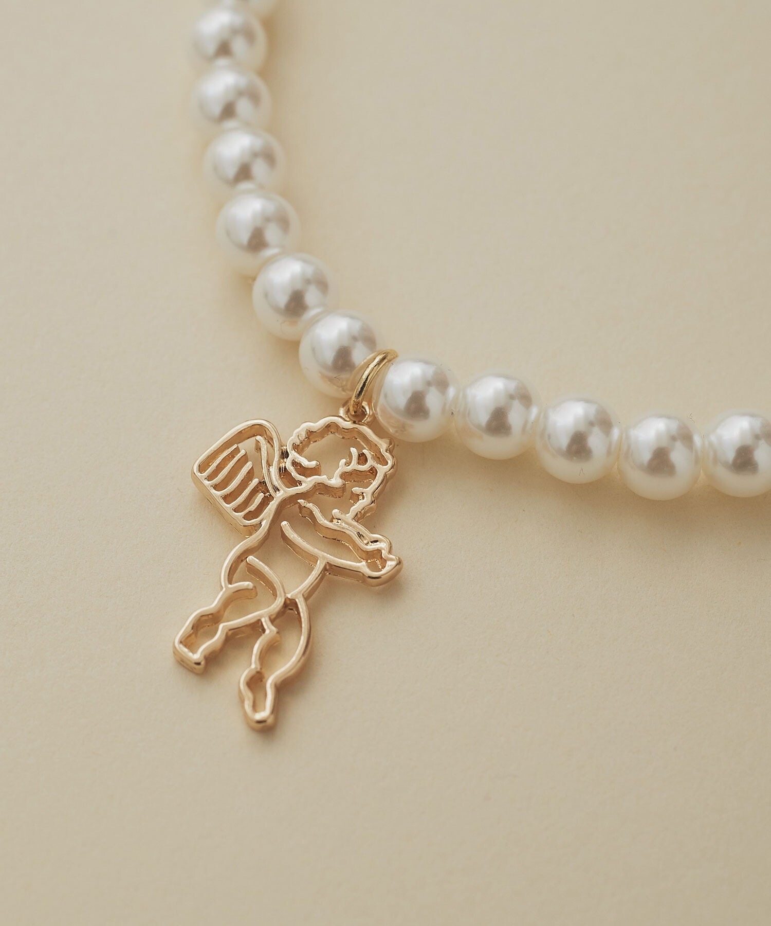 AMBIDEX Store 〇ANGEL CHARM pearl necklace(F ゴールド): l'atelier 