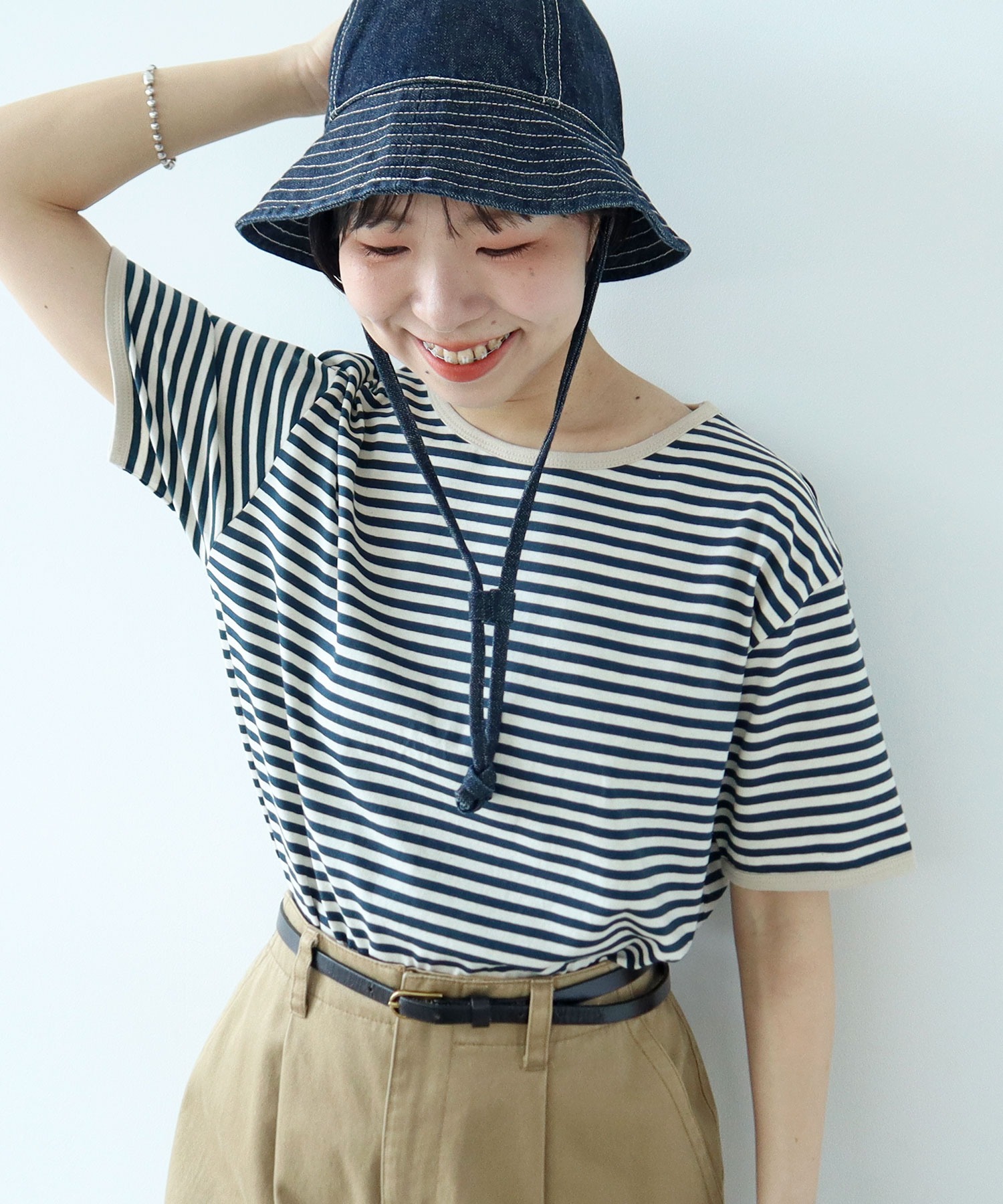 tシャツ ボーダー配色バインダー 半袖Tシャツ レディース メンズ PAR ICI tシャツ ボーダー配色バインダー 半袖Tシャツ