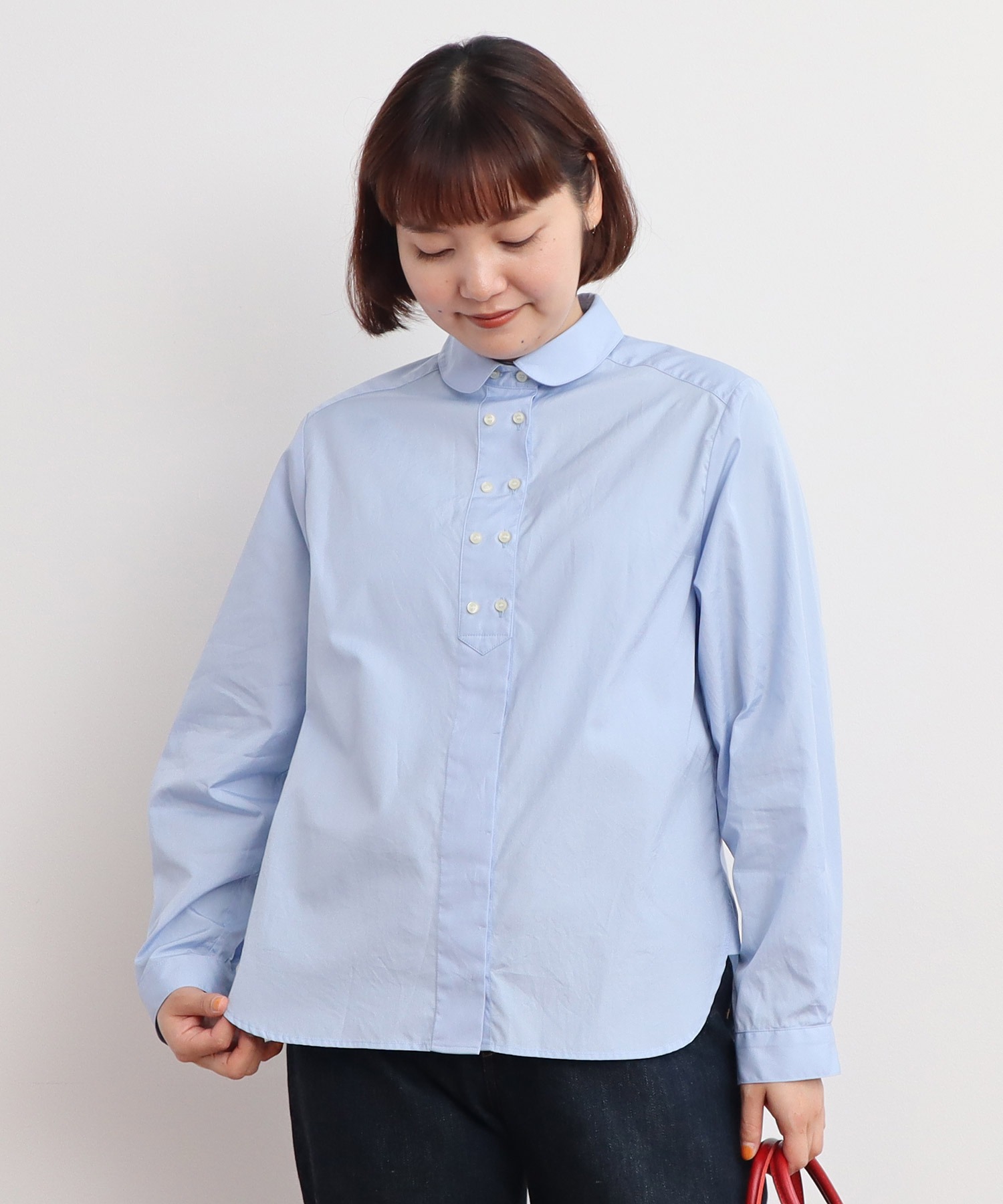 AMBIDEX Store 無地・ストライプ・ギンガム W釦シャツ(F クロ): CHILD