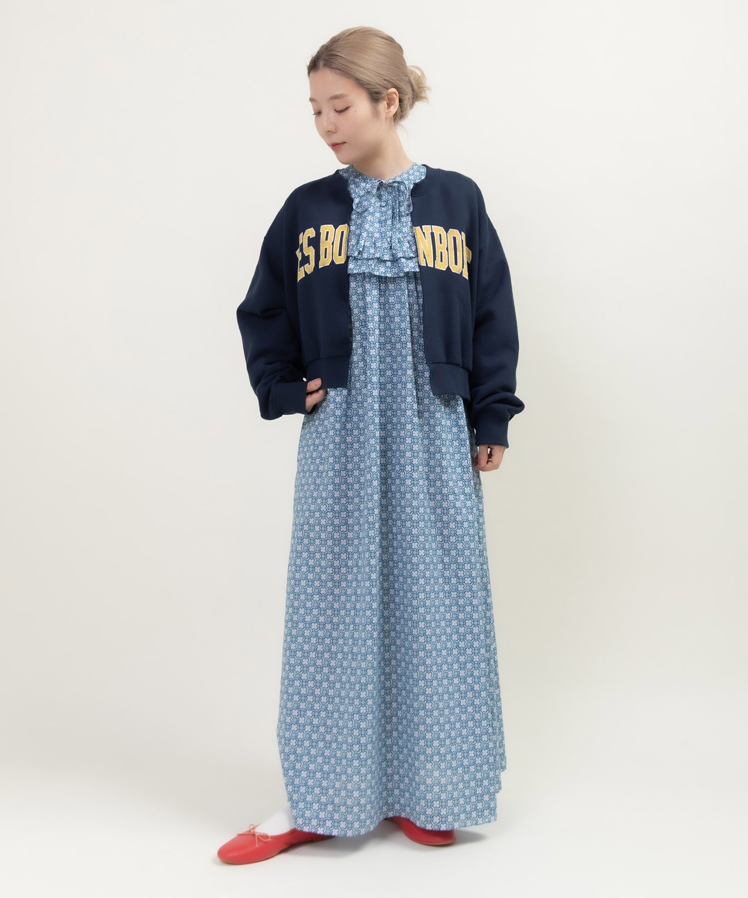 BONBONプリントスウェット リメイクはおりカーディガン