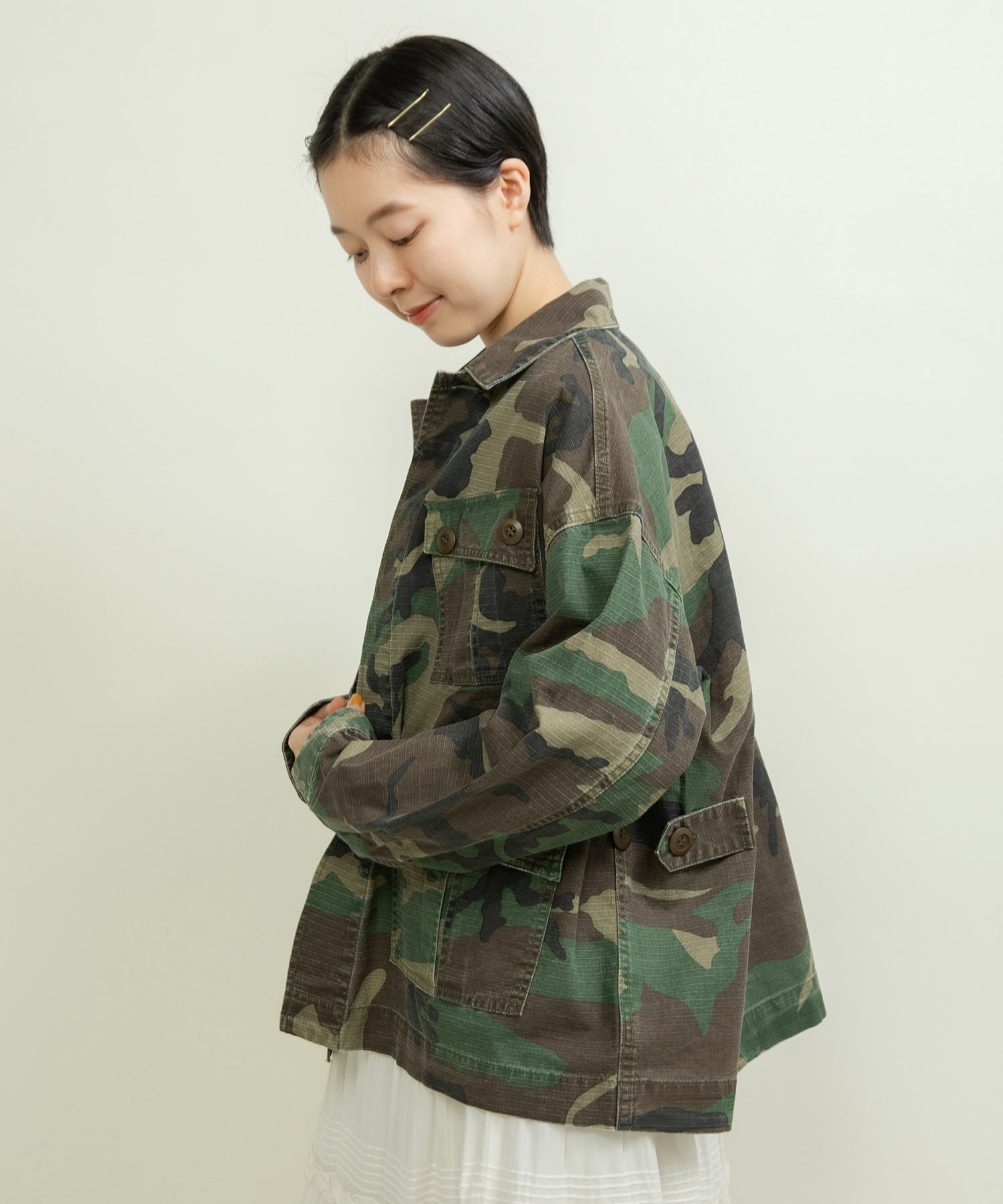 軍放出品 国旗パッチ付きPIXL CAMO 迷彩ジャケット MM-18 軍放出品 国旗