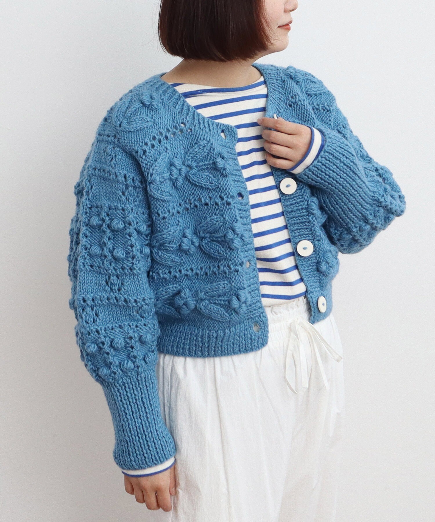 ネパールギルボックス もよう編みショートカーディガン