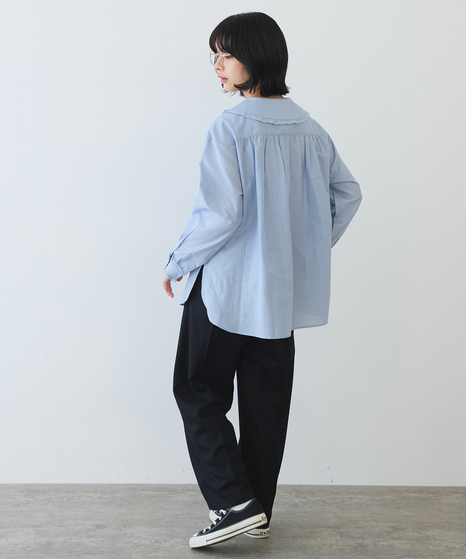 ブラウス シャツ コットン/シルク lace フリル衿ブラウス レディース AMBIDEX Store 【予約販売】〇 コットン / シルク lace フリル襟