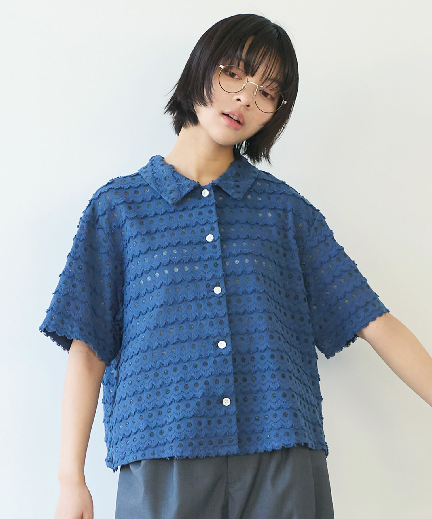 AMBIDEX Store △〇 naminami レース ブラウス(F アオ): bulle