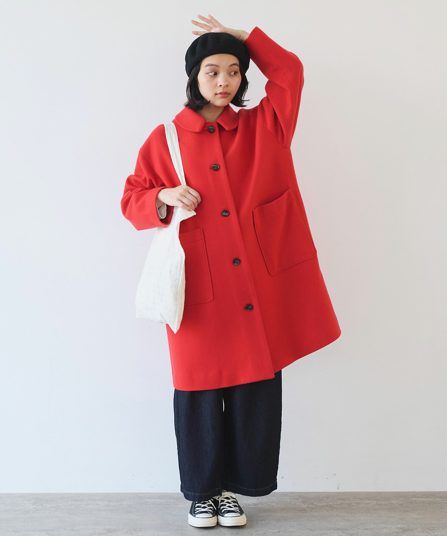 AMBIDEX Store 〇 super100 スイビ ステンカラーコート(F アカ): bulle