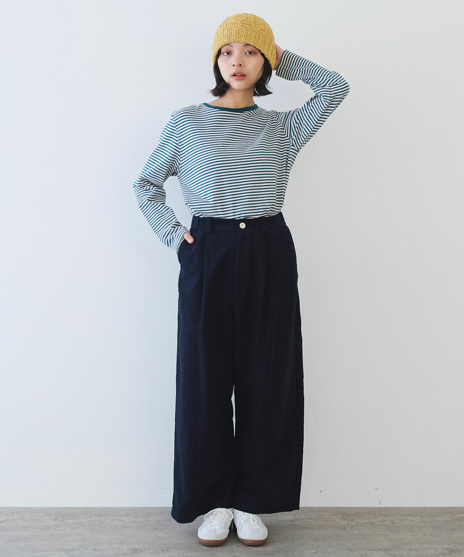 AMBIDEX Store vintage border Tシャツ(F シロ×クロ): bulle de savon