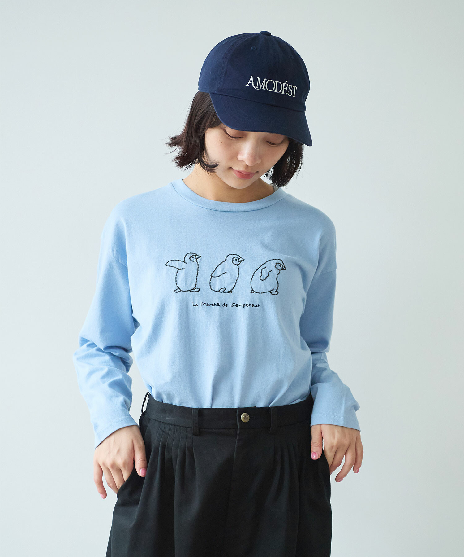 AMBIDEX Store 【予約販売】〇 ペンギン刺繍 Tシャツ(F シロ): bulle