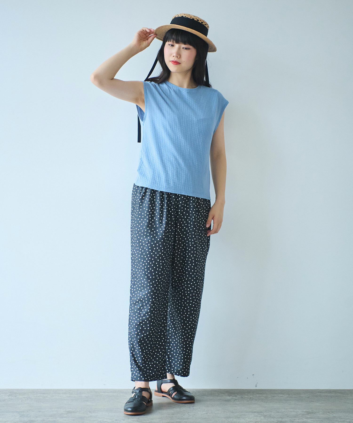 tシャツ 強撚針抜ジャカード フレンチスリーブプルオーバー レディース △強撚針抜ジャカード フレンチスリーブプルオーバー（Tシャツ