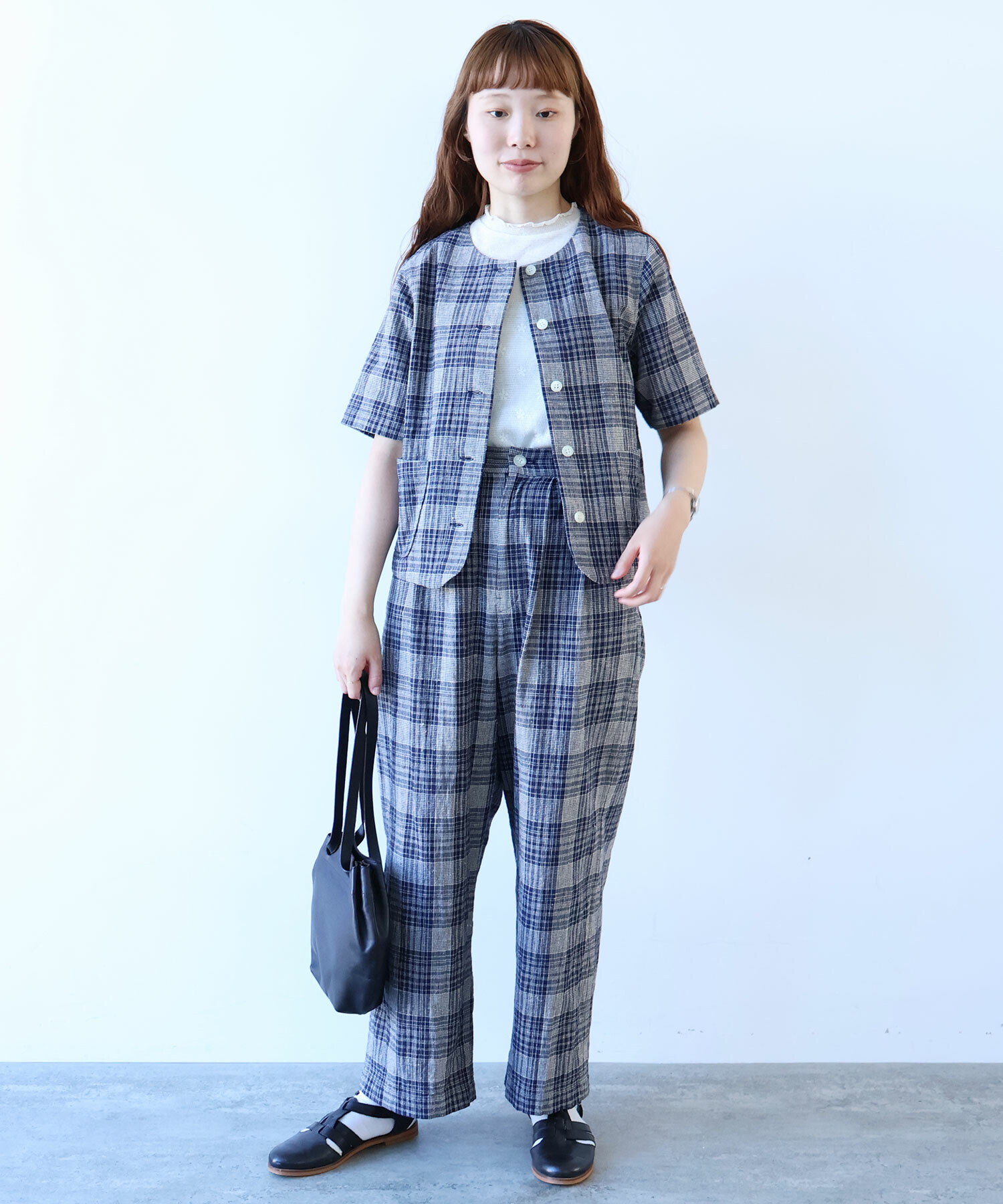 AMBIDEX Store △〇 hana×mesh ジャカード ハイネック 半袖プル